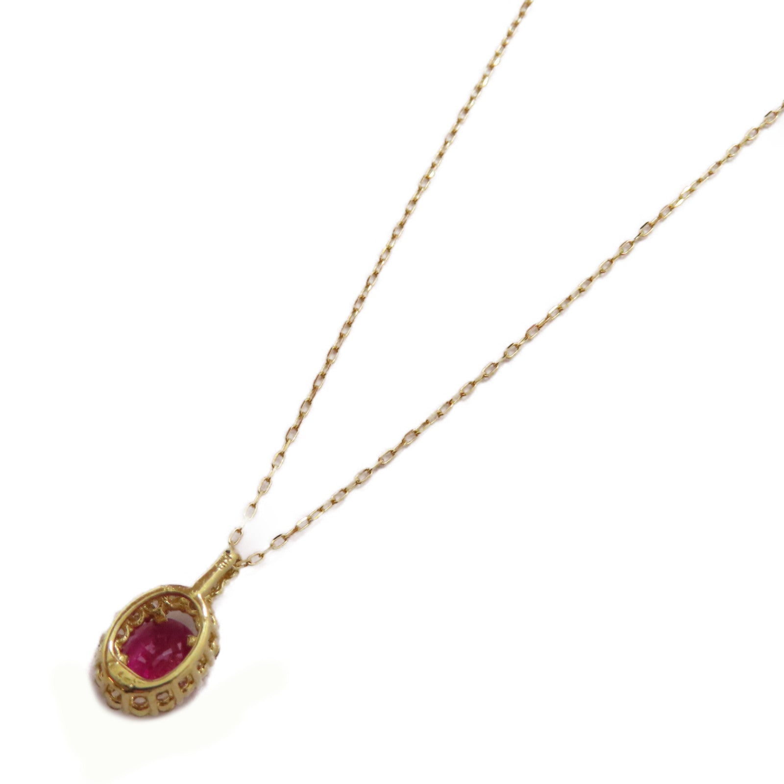 JEWELRY 18K黃金Ruby Diamond Necklace 0.41ct紅寶石/0.15ct鑽石項鍊