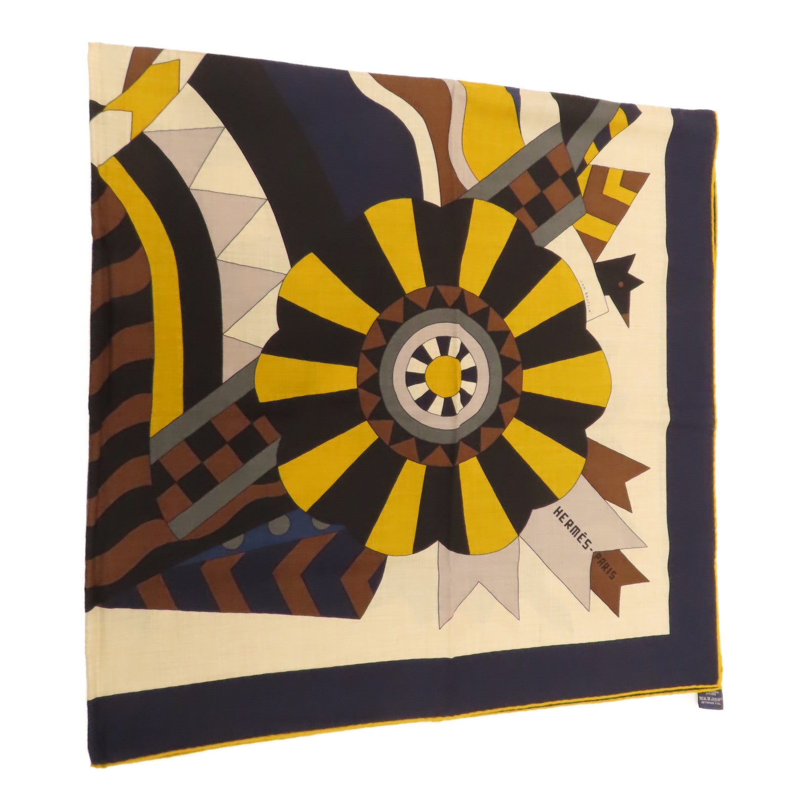 HERMES 羊絨Scarf圍巾藍色