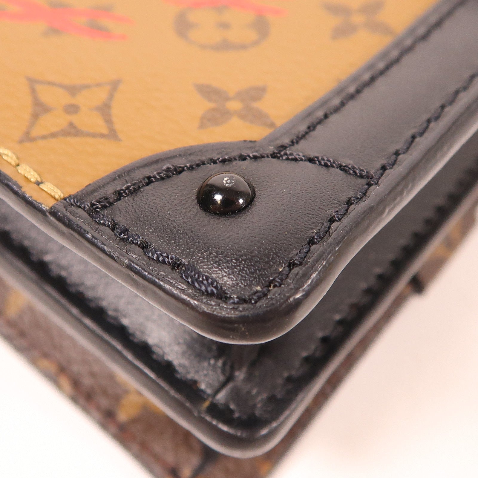 LOUIS VUITTON Monogram Reverse Trunk Clutch金扣肩背袋棕色