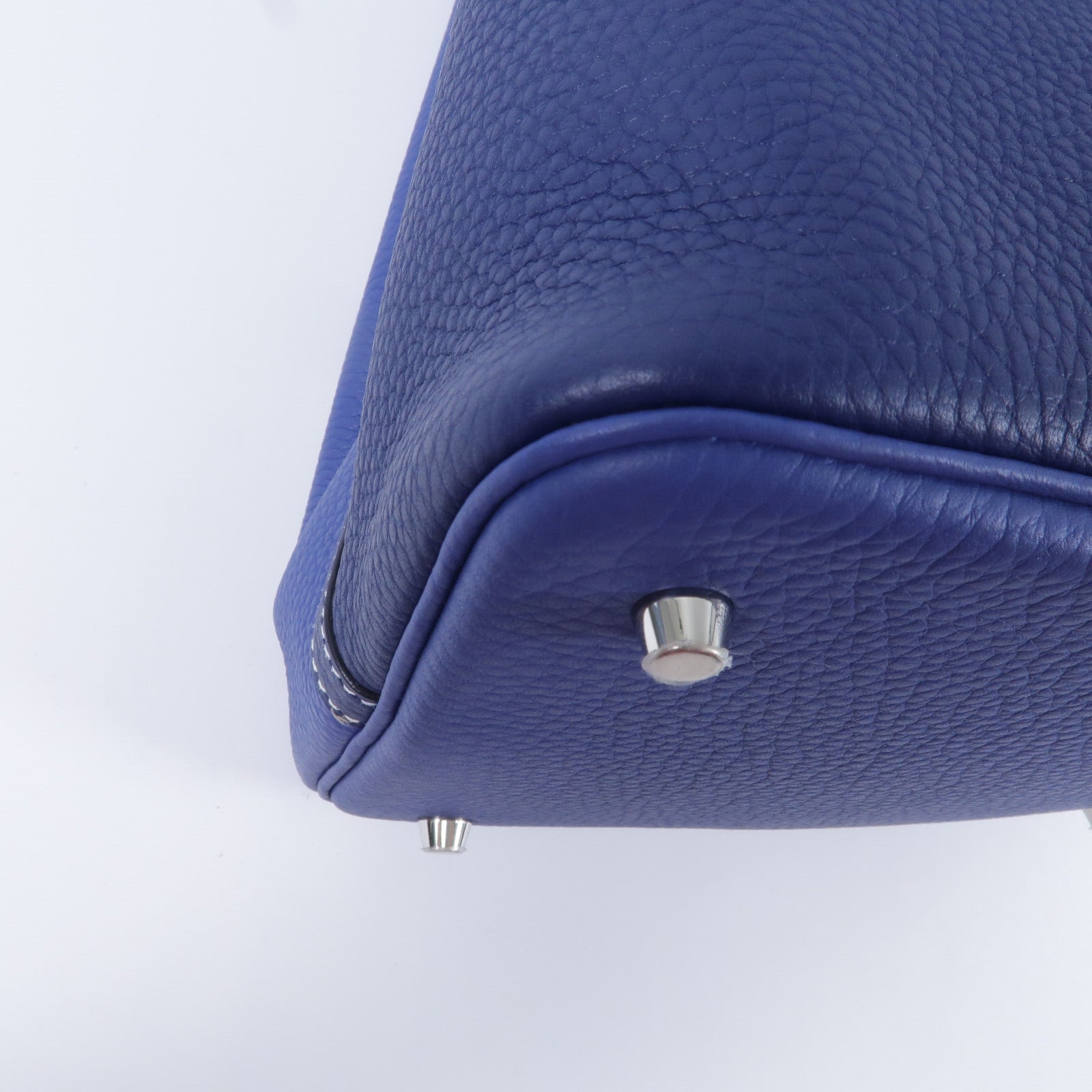HERMES Clemence皮革Picotin MM手挽袋Bleu Nuit/Bleu France