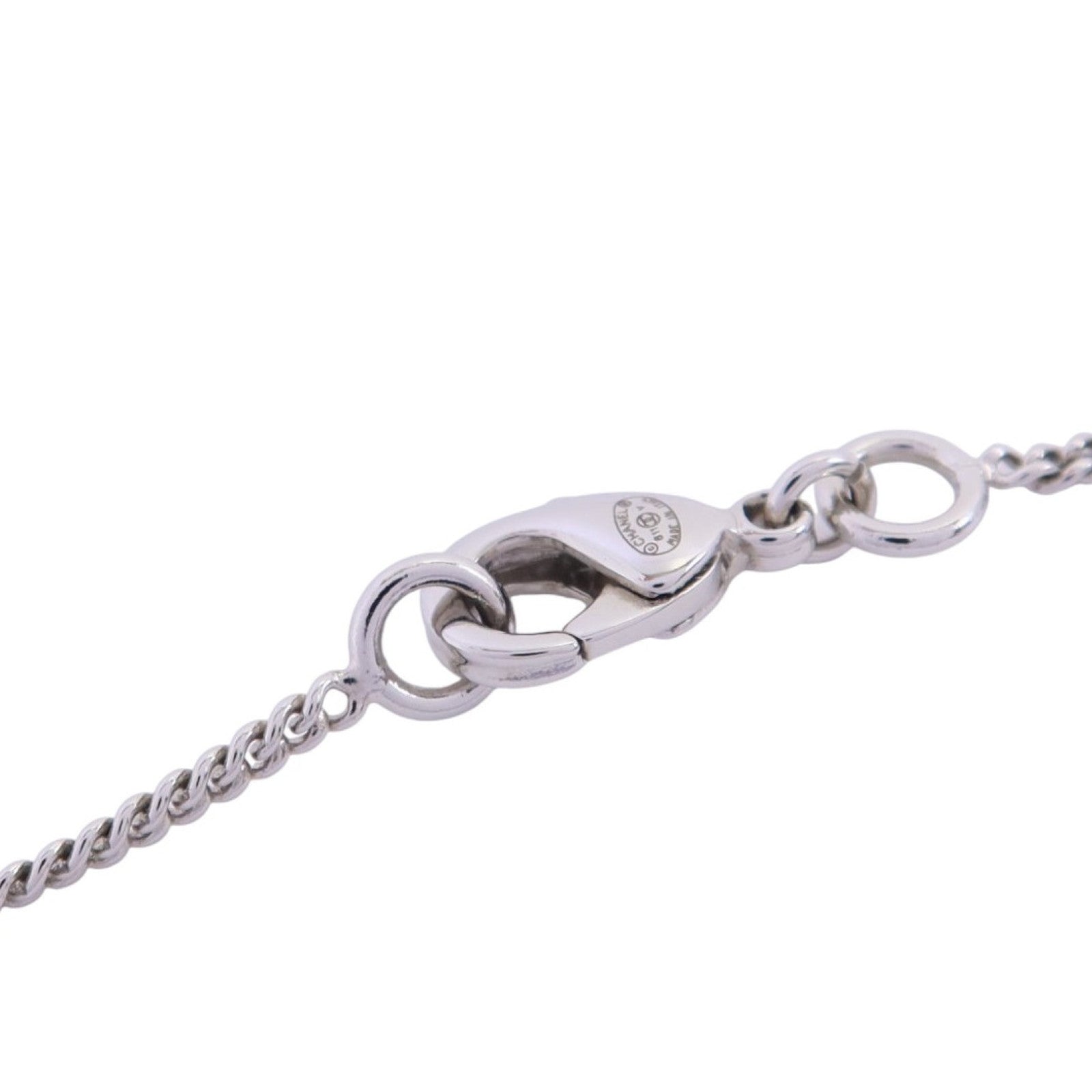 CHANEL 金屬/水鑽CC Necklace銀扣項鏈