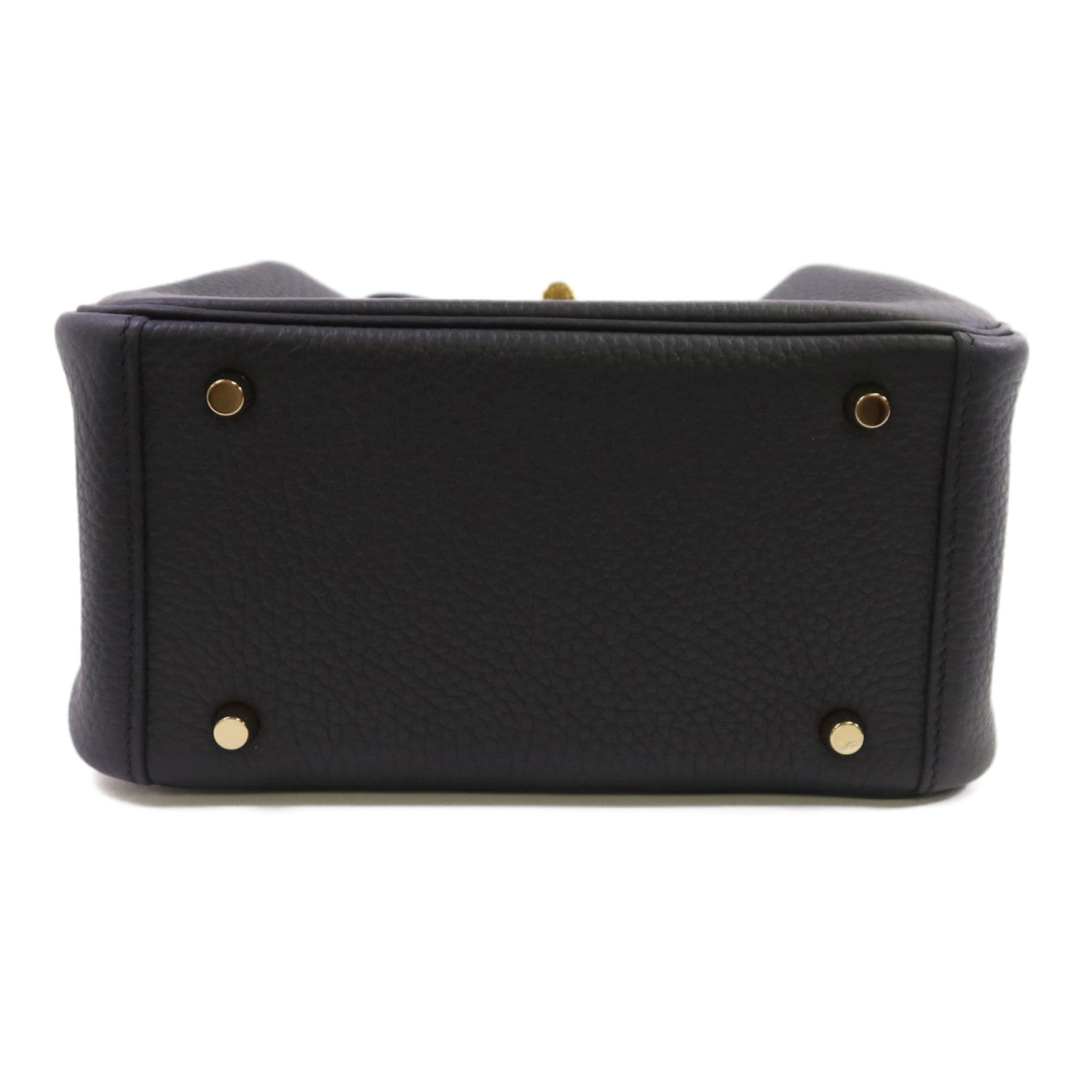 HERMES Clemence皮革Mini Lindy金扣肩背袋Noir