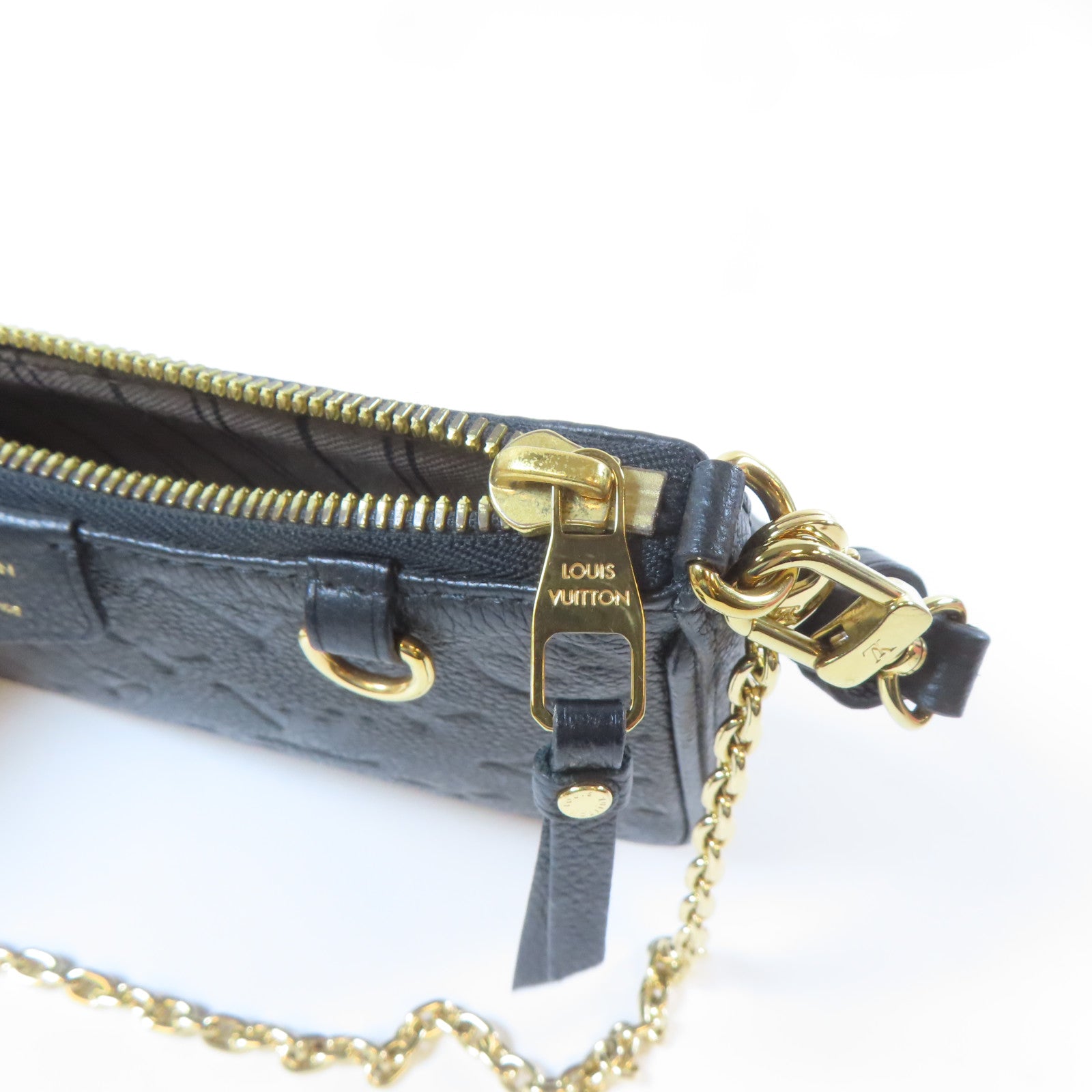 LOUIS VUITTON Monogram Empreinte Easy Pouch On Strap金扣手挽袋黑色