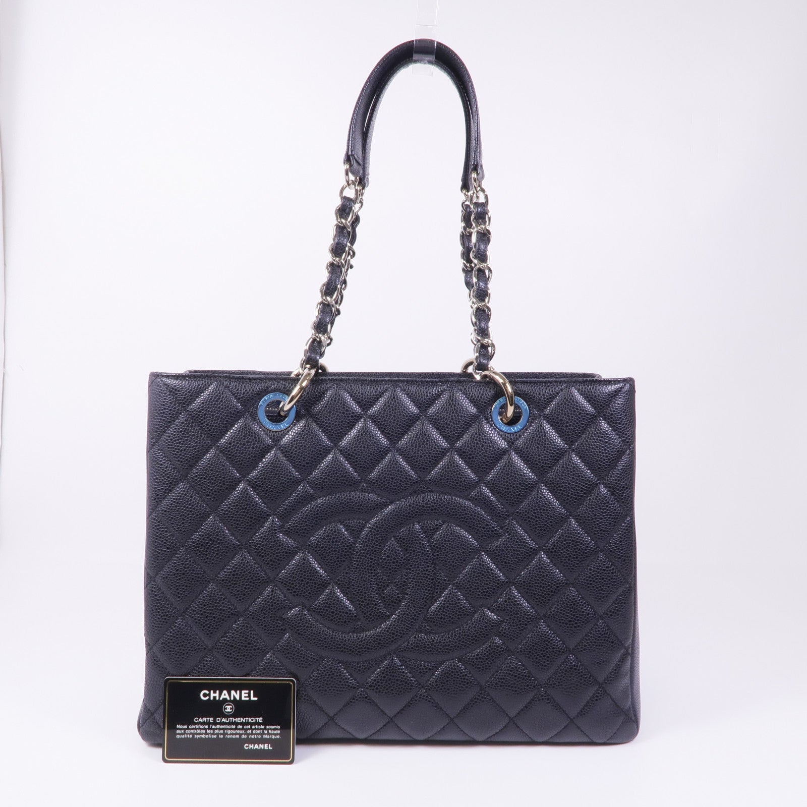 CHANEL 牛皮皮革GST Grand Shopping Tote Bag銀扣肩背袋/手挽袋
