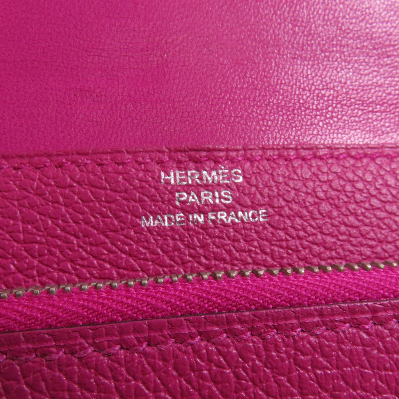 HERMES 【激減優惠】Togo皮革Dogon Compact Wallet銀扣錢包L3 Rose Purple