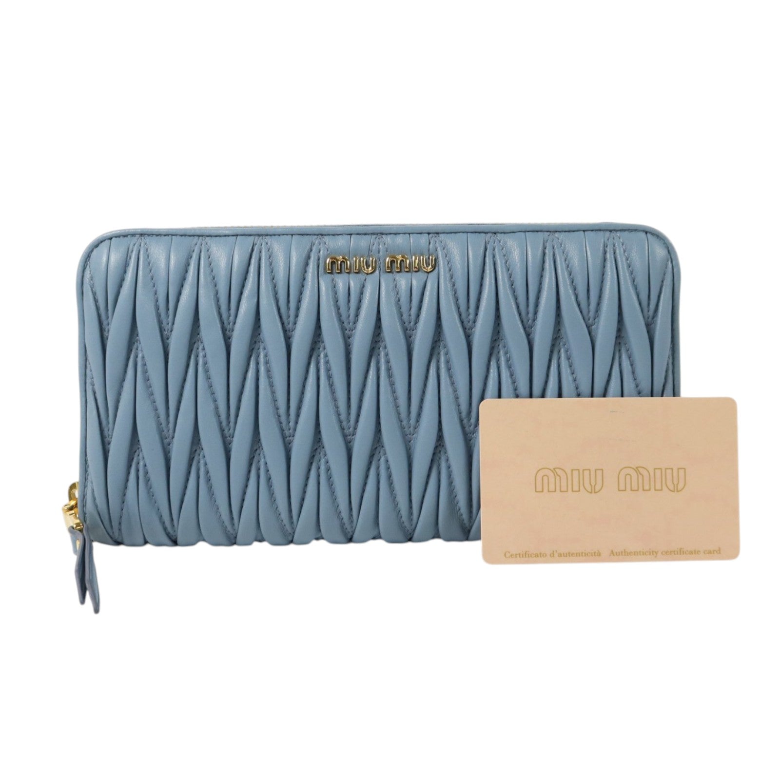 Miu Miu 羊皮皮革Long Wallet金扣拉鏈長錢包