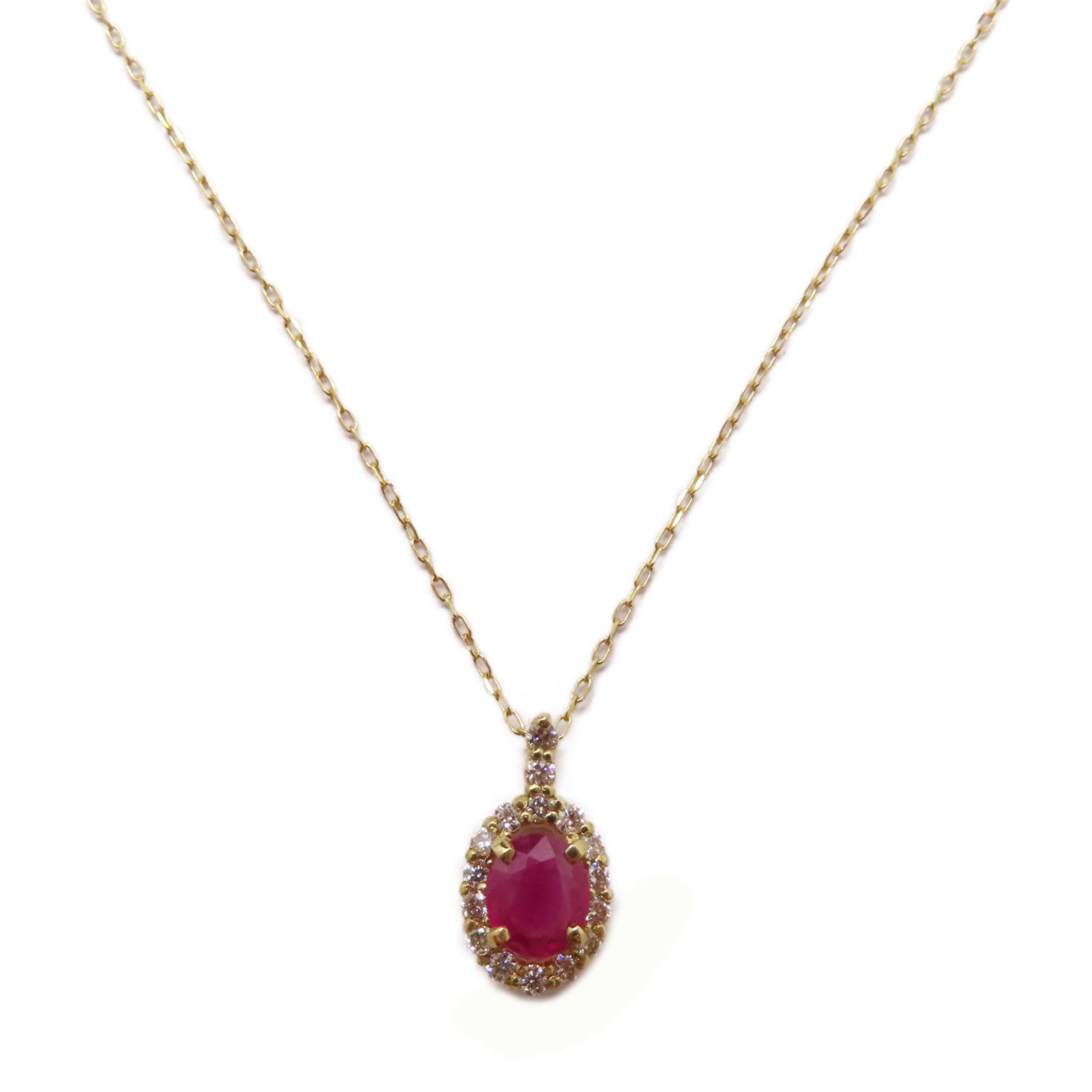 JEWELRY 18K黃金Ruby Diamond Necklace 0.41ct紅寶石/0.15ct鑽石項鍊