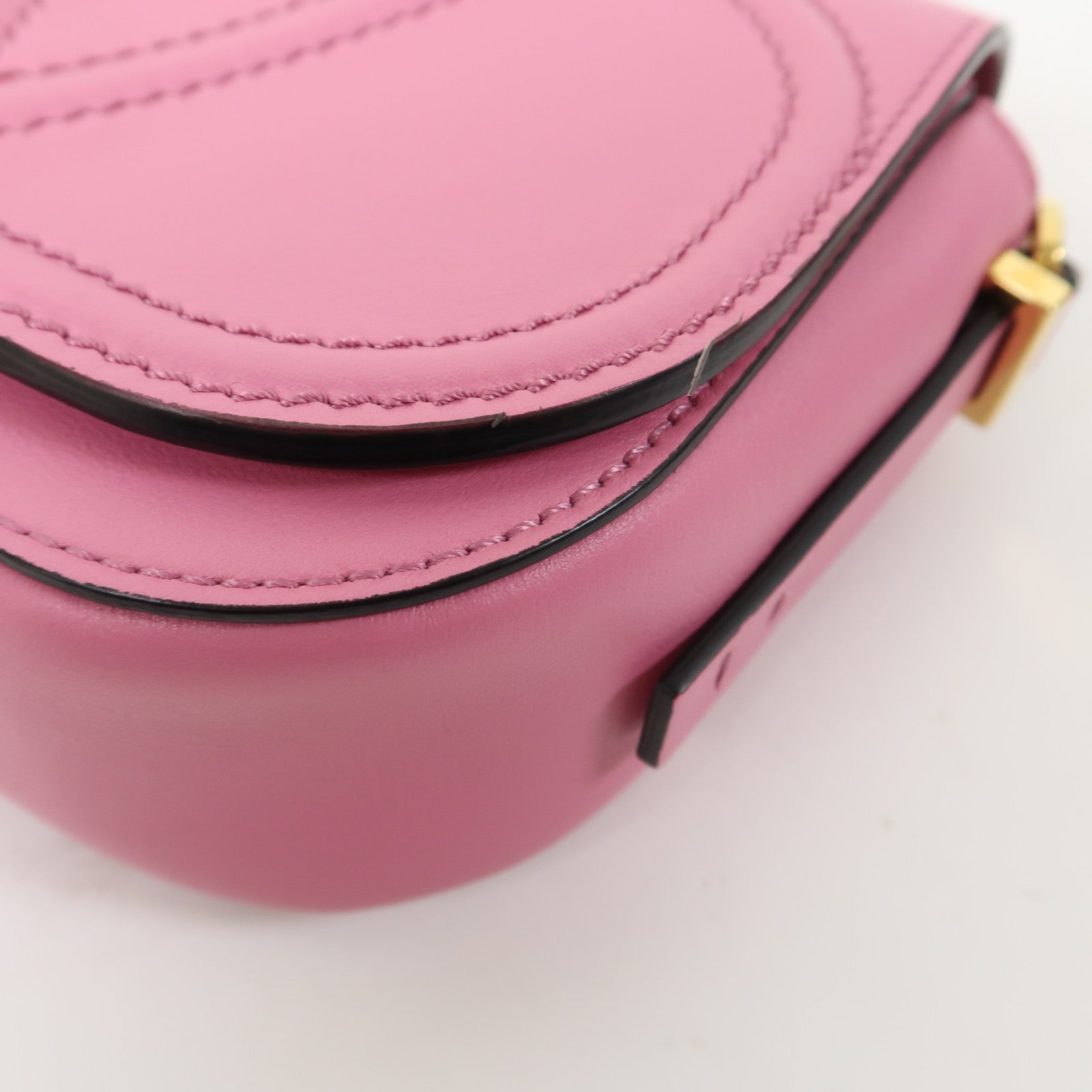 Valentino 牛皮皮革Shoulder Bag金扣肩背袋粉紅色