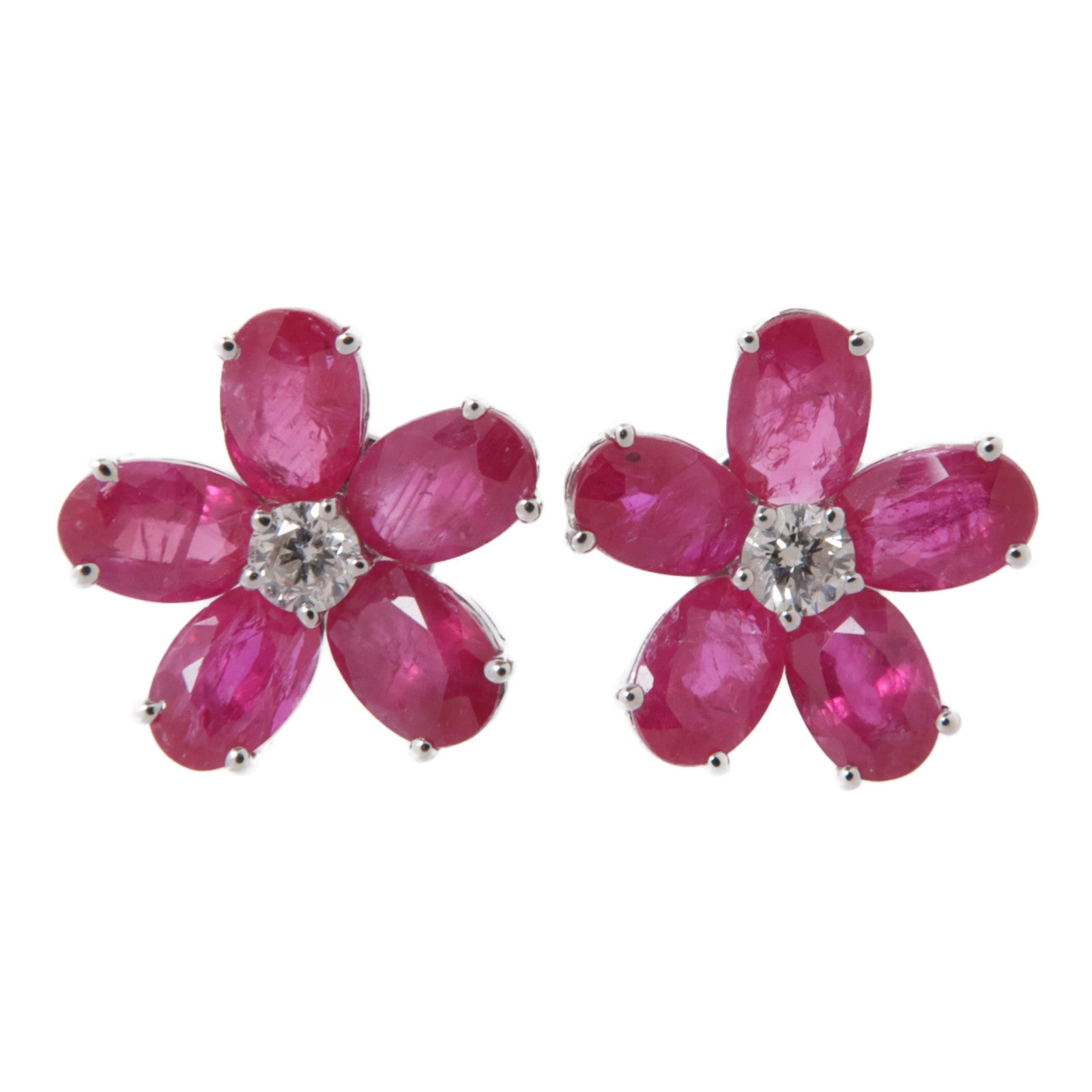 JEWELRY 【激減優惠】18K白金/紅寶石/鑽石Ruby Diamond Earrings耳環