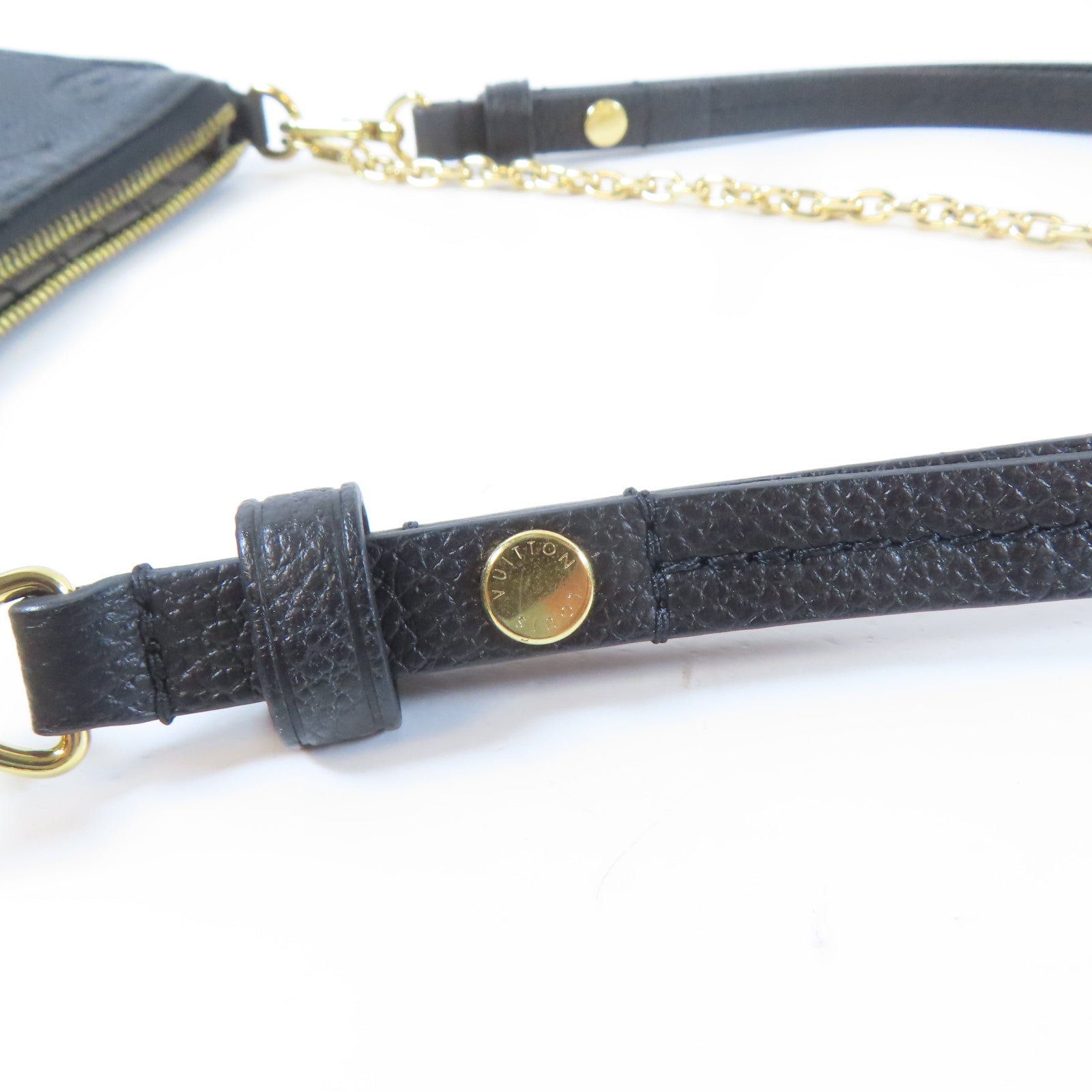 LOUIS VUITTON Monogram Empreinte Easy Pouch On Strap金扣手挽袋黑色