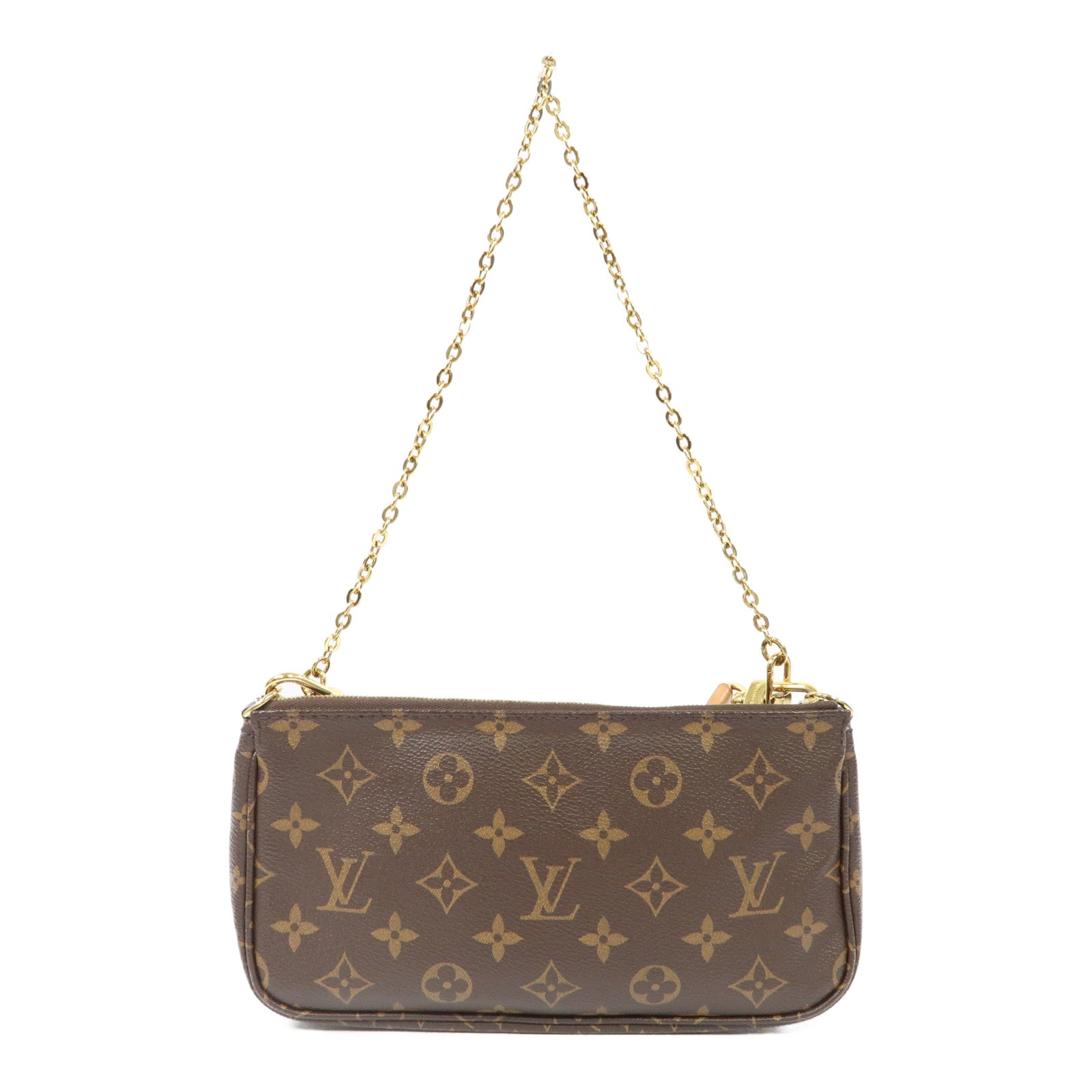 LOUIS VUITTON Monogram Multi Pochette Accessoires金扣手挽肩背兩用袋啡色/綠色