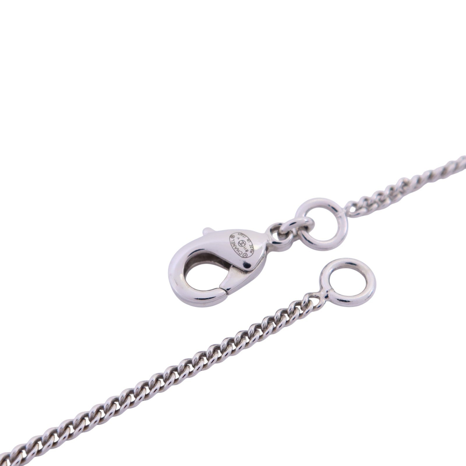 CHANEL 金屬/水鑽CC Necklace銀扣項鏈