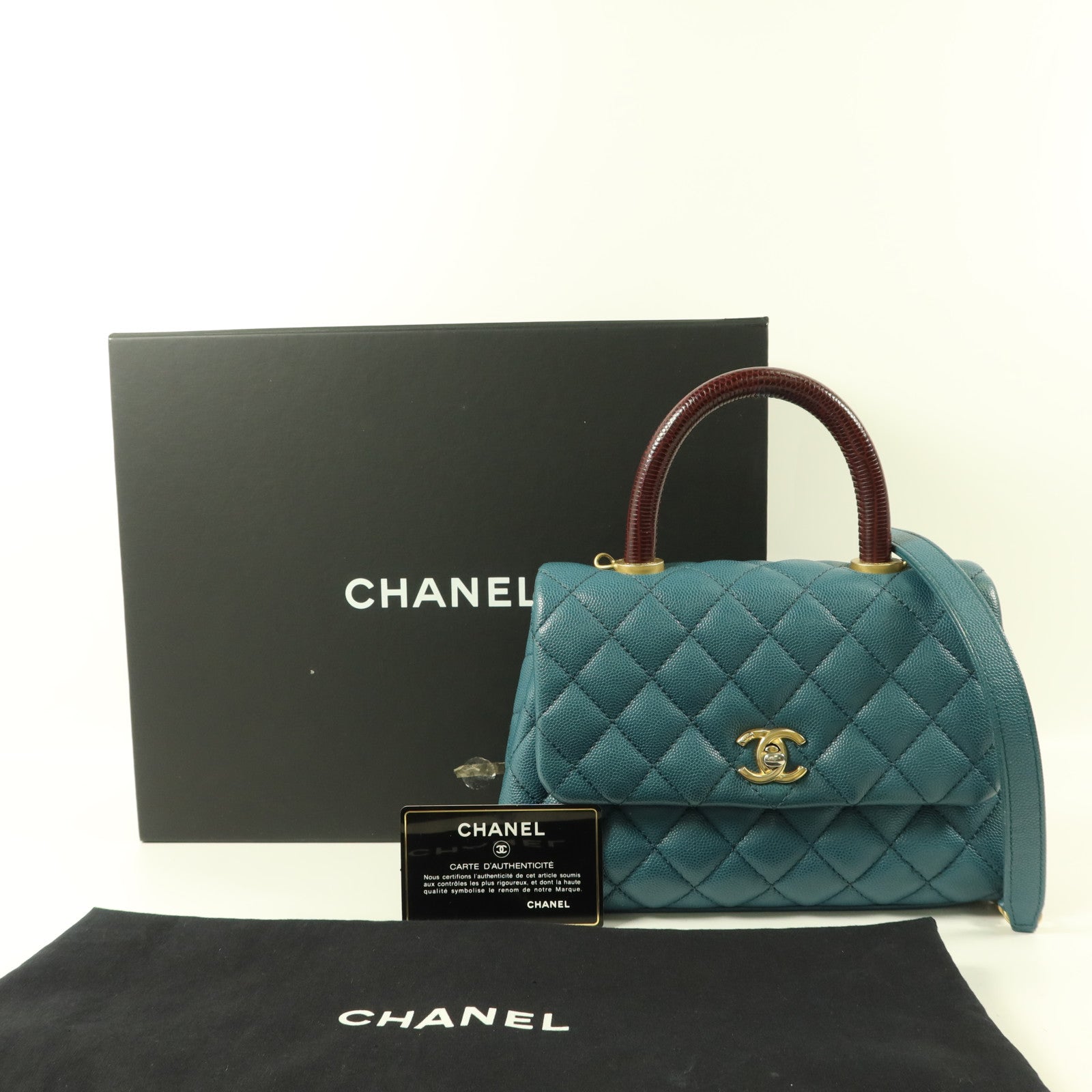 CHANEL 牛皮皮革Coco Handle Small金扣手挽肩背兩用袋