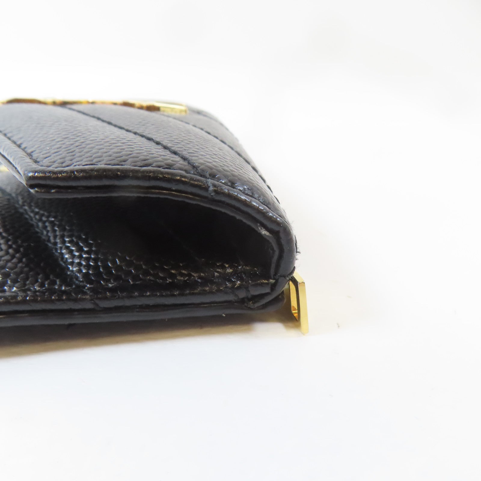 SAINT LAURENT Caviar皮革Card/Coin Case金扣卡片套/零錢包黑色