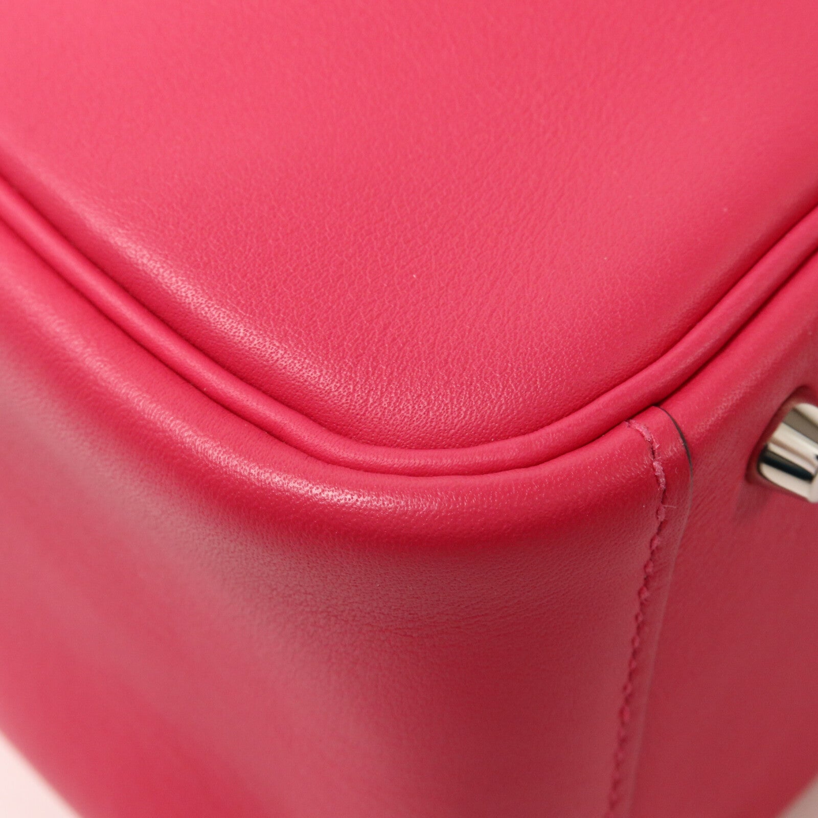HERMES Swift皮革Mini Lindy手挽肩背兩用袋Rose Mexico/Rouge Piment