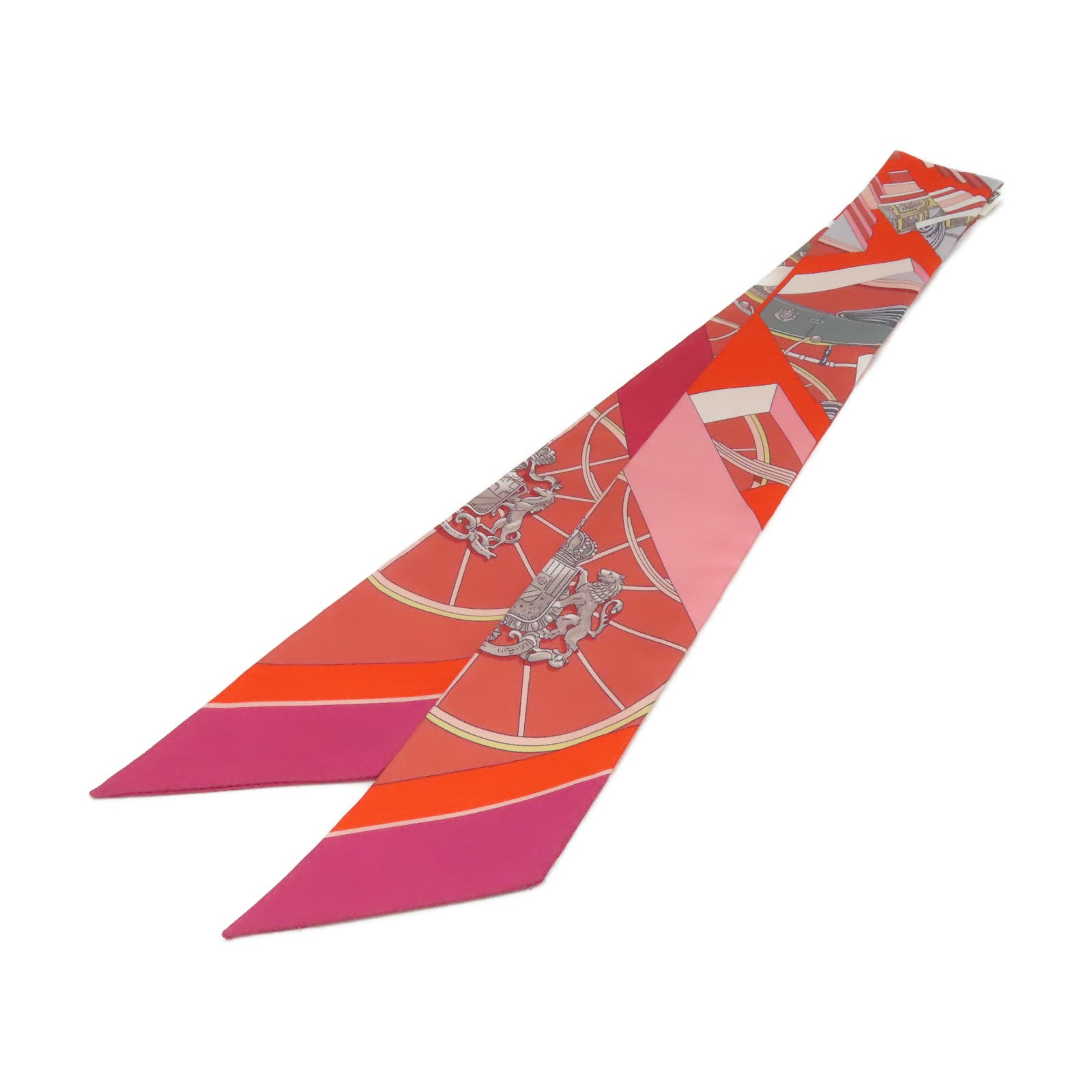HERMES 【激減優惠】絲質Twilly Scarf絲巾橙色/白色/彩色