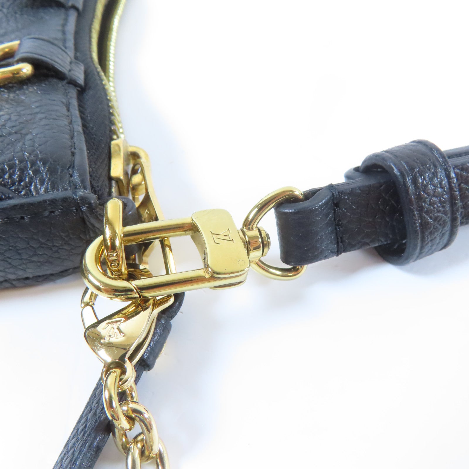 LOUIS VUITTON Monogram Empreinte Easy Pouch On Strap金扣手挽袋黑色