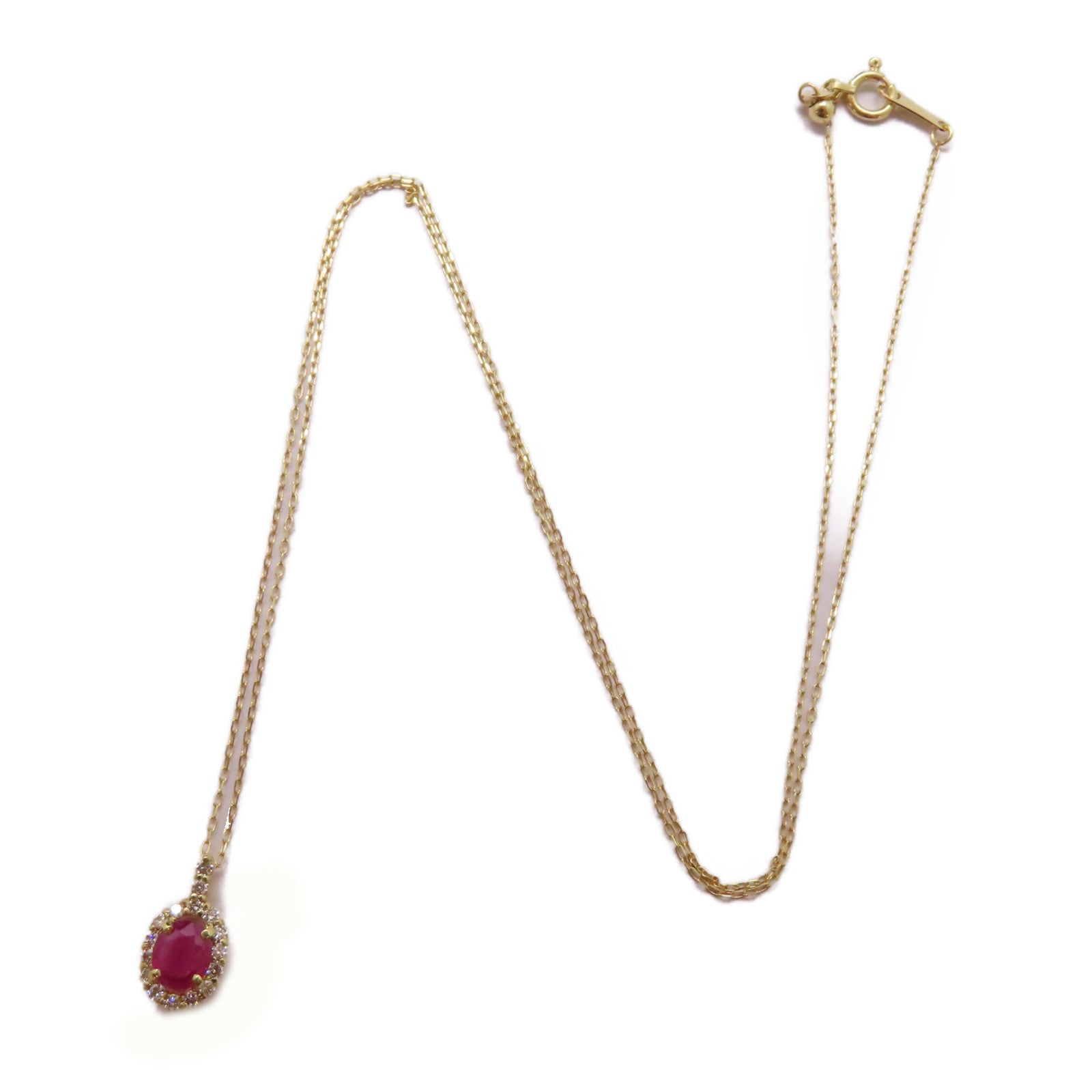 JEWELRY 18K黃金Ruby Diamond Necklace 0.41ct紅寶石/0.15ct鑽石項鍊
