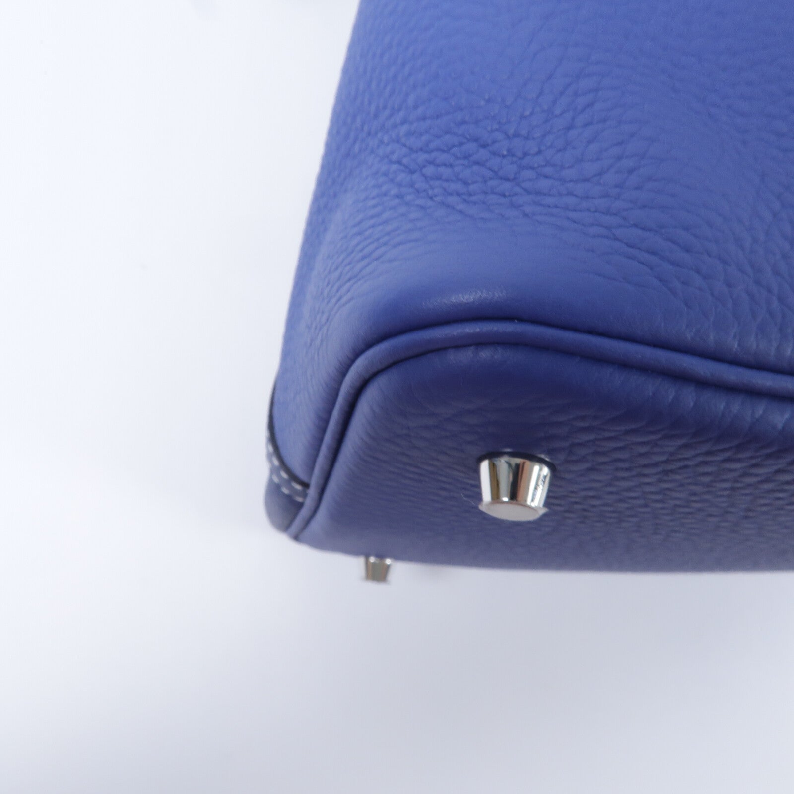 HERMES Clemence皮革Picotin MM手挽袋Bleu Nuit/Bleu France