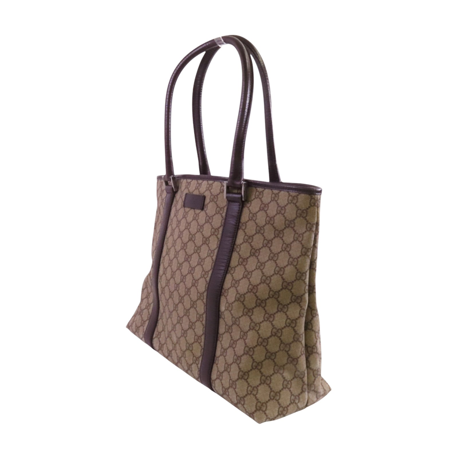 GUCCI 塗層帆布Tote Bag銀扣肩背袋