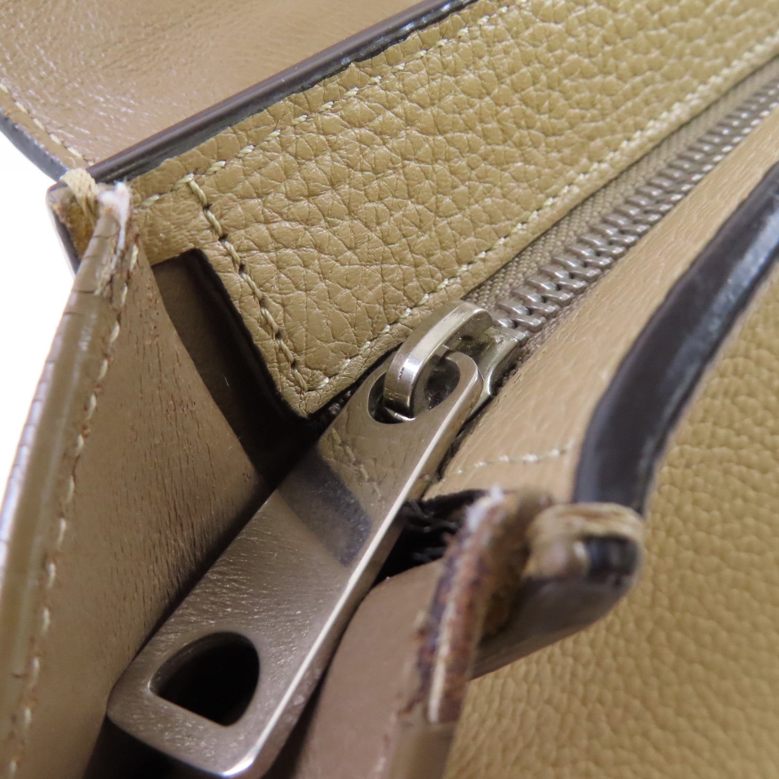 CELINE 牛皮皮革Trapeze 2Way Shoulder Bag金扣手挽肩背兩用袋杏色