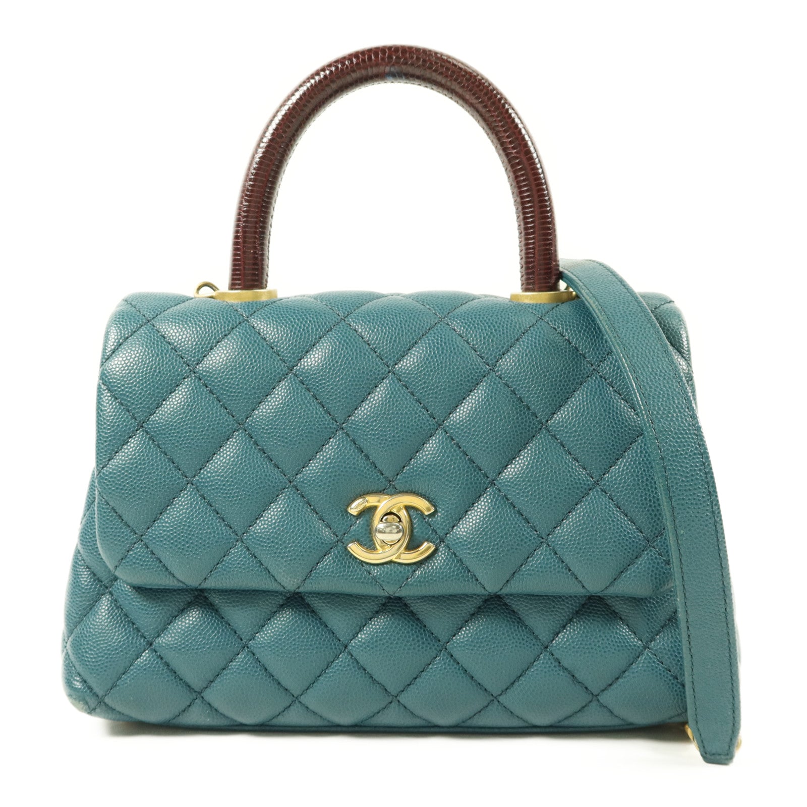 CHANEL 牛皮皮革Coco Handle Small金扣手挽肩背兩用袋