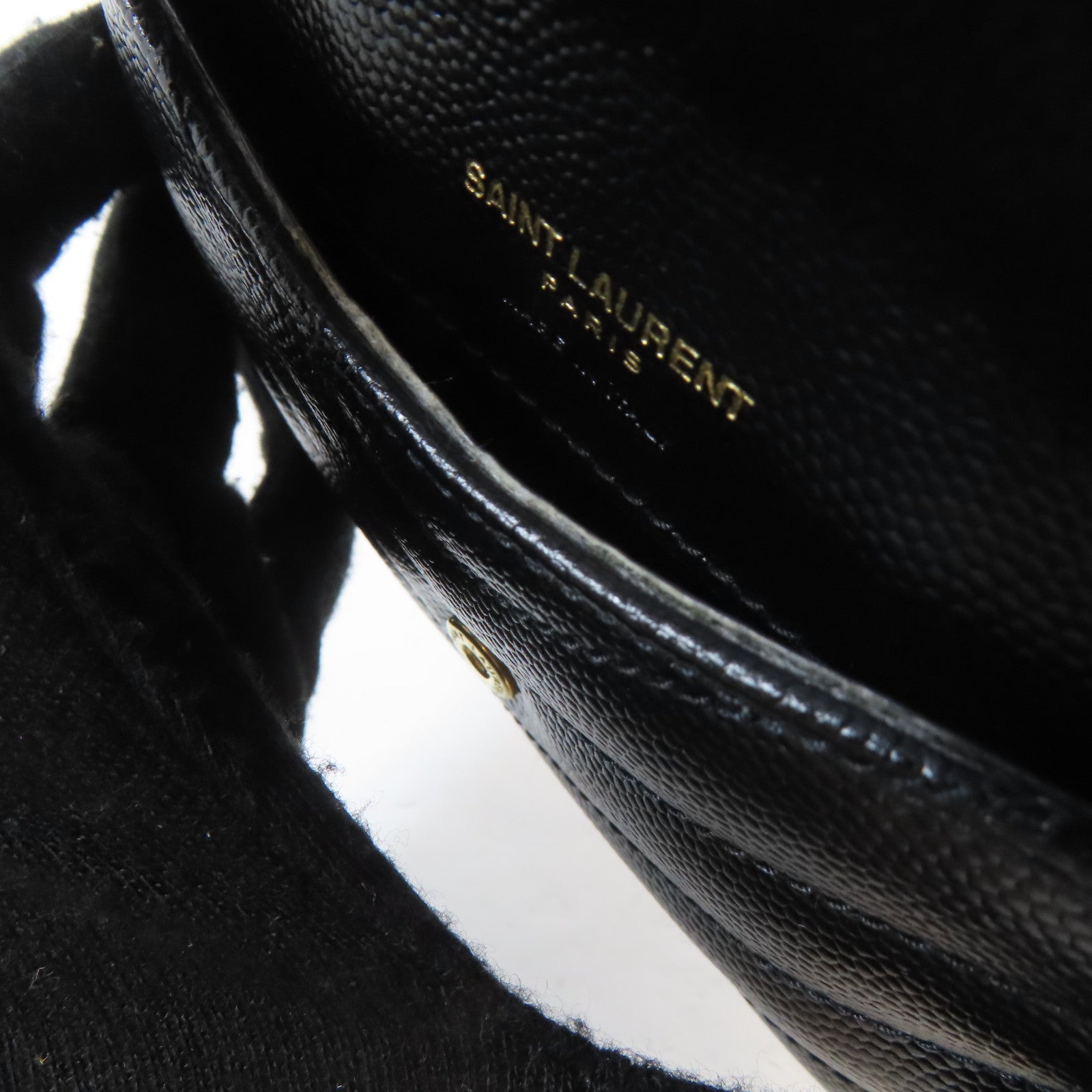 SAINT LAURENT Caviar皮革Card/Coin Case金扣卡片套/零錢包黑色