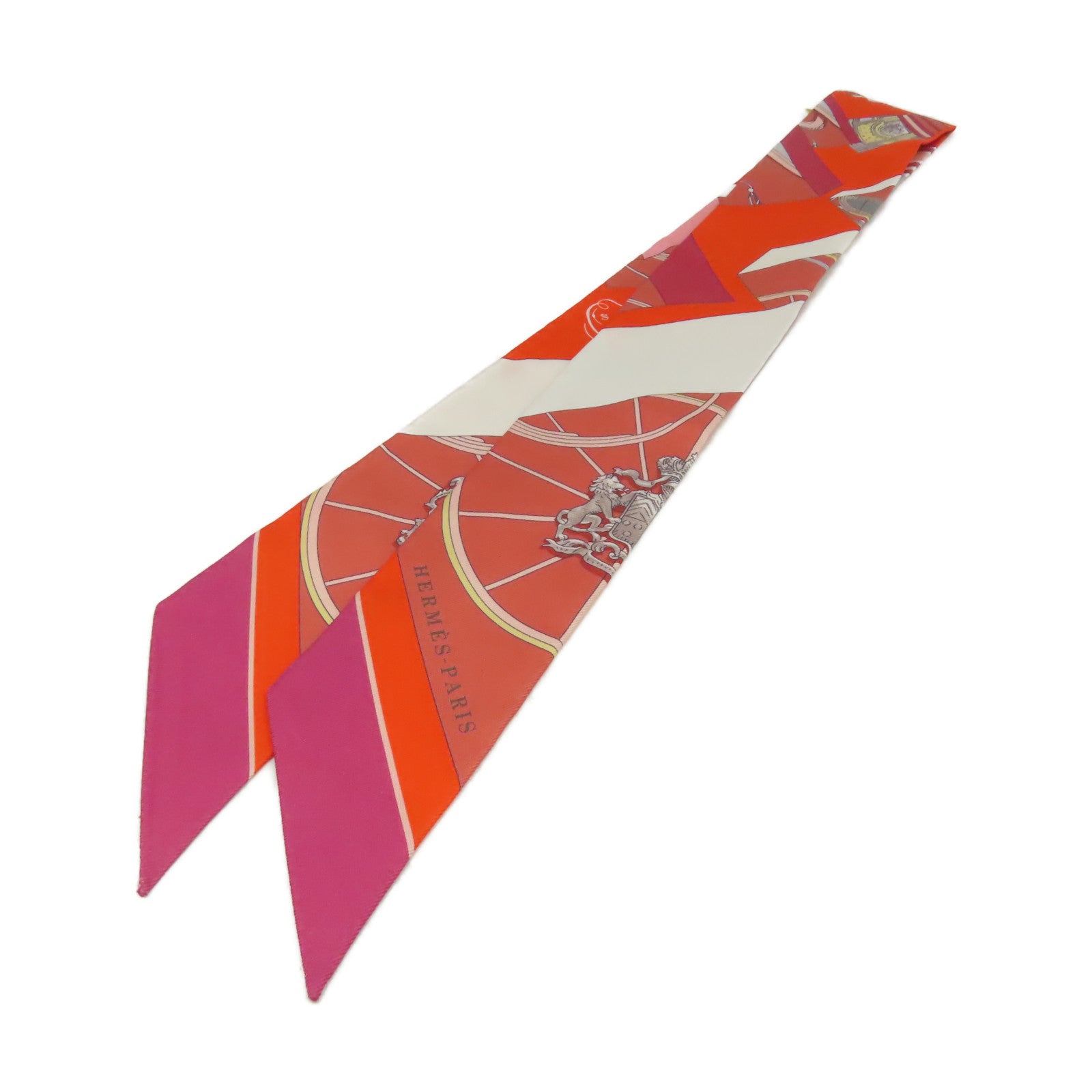 HERMES 【激減優惠】絲質Twilly Scarf絲巾橙色/白色/彩色