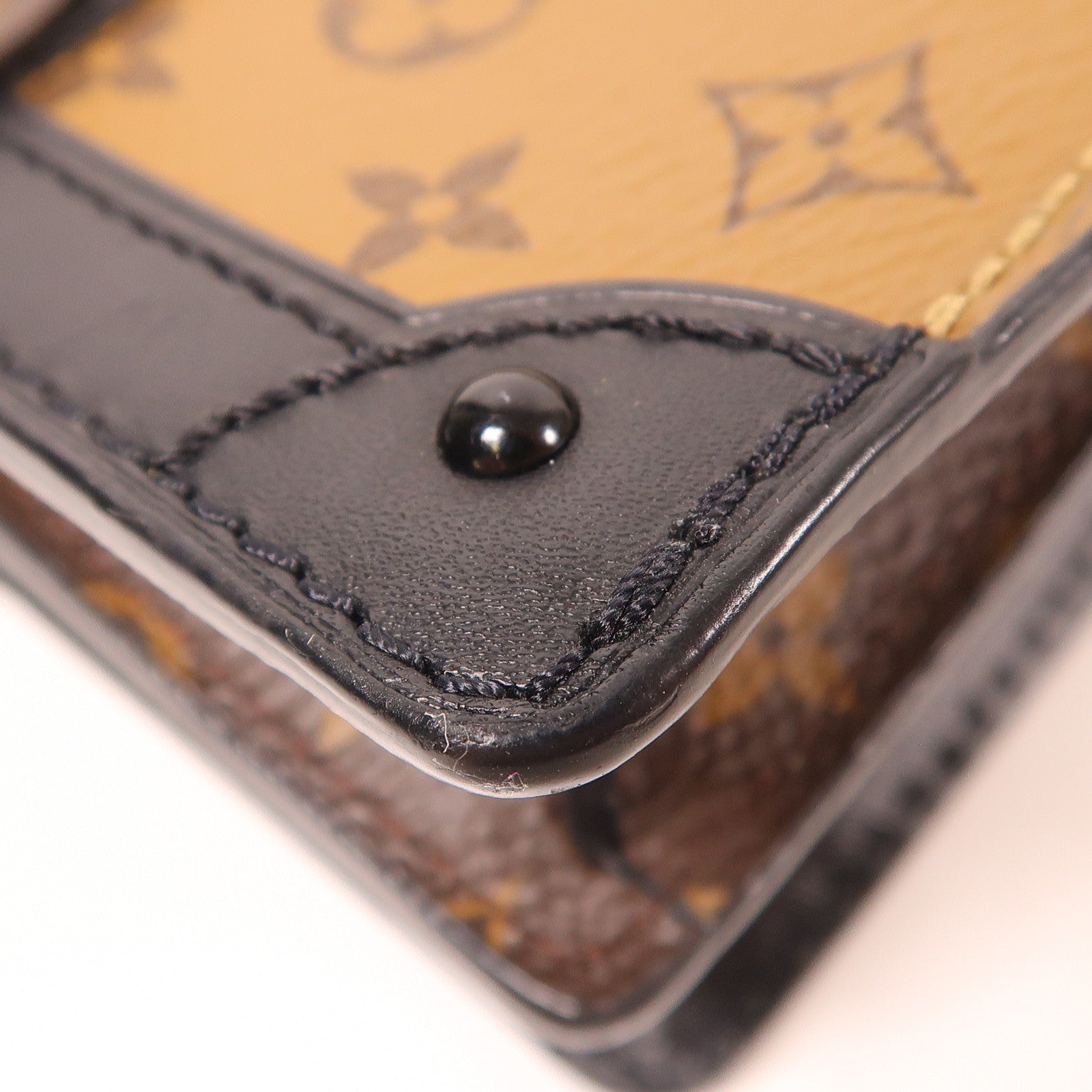 LOUIS VUITTON Monogram Reverse Trunk Clutch金扣肩背袋棕色