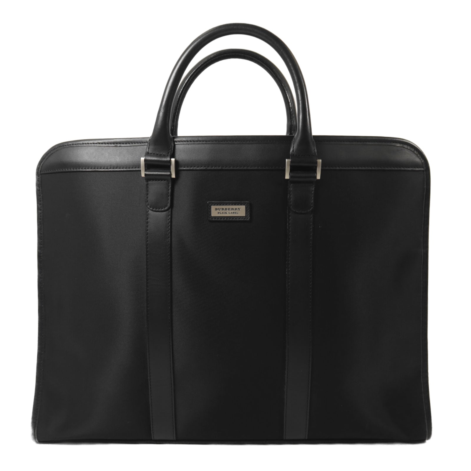 BURBERRY 尼龍/牛皮皮革Brifecase銀扣公事包