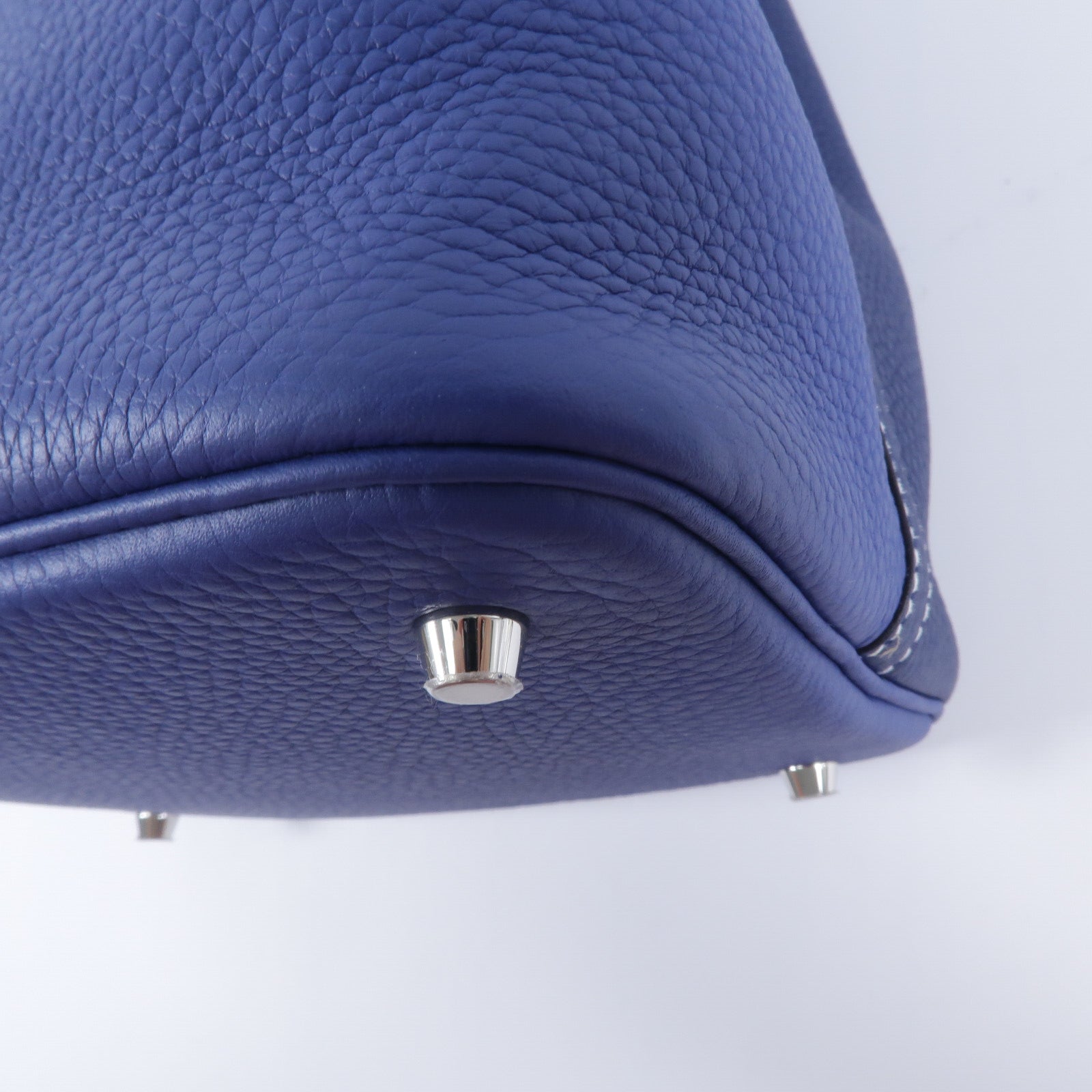 HERMES Clemence皮革Picotin MM手挽袋Bleu Nuit/Bleu France