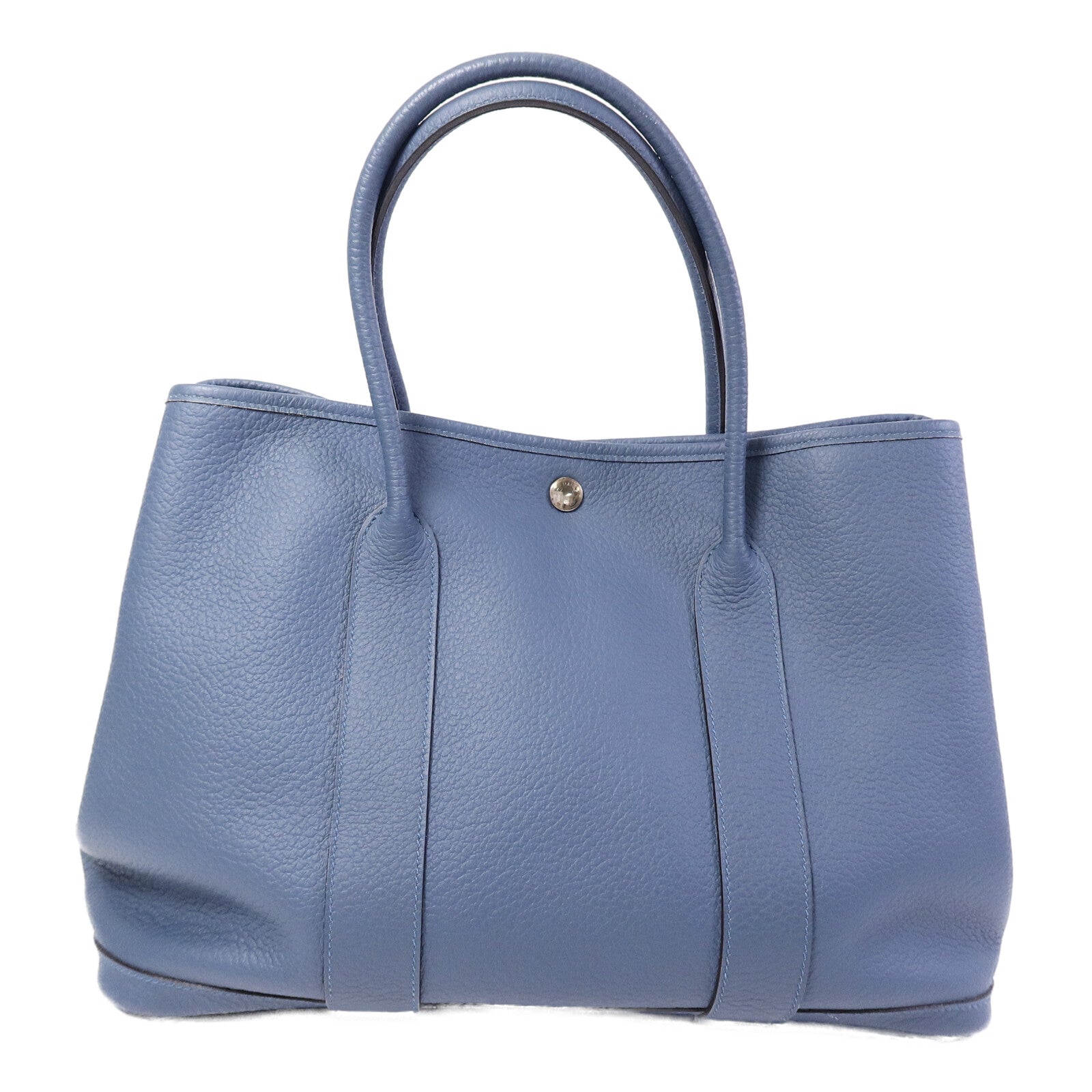 HERMES Country皮革Garden Party PM手挽袋Bleu Tempete