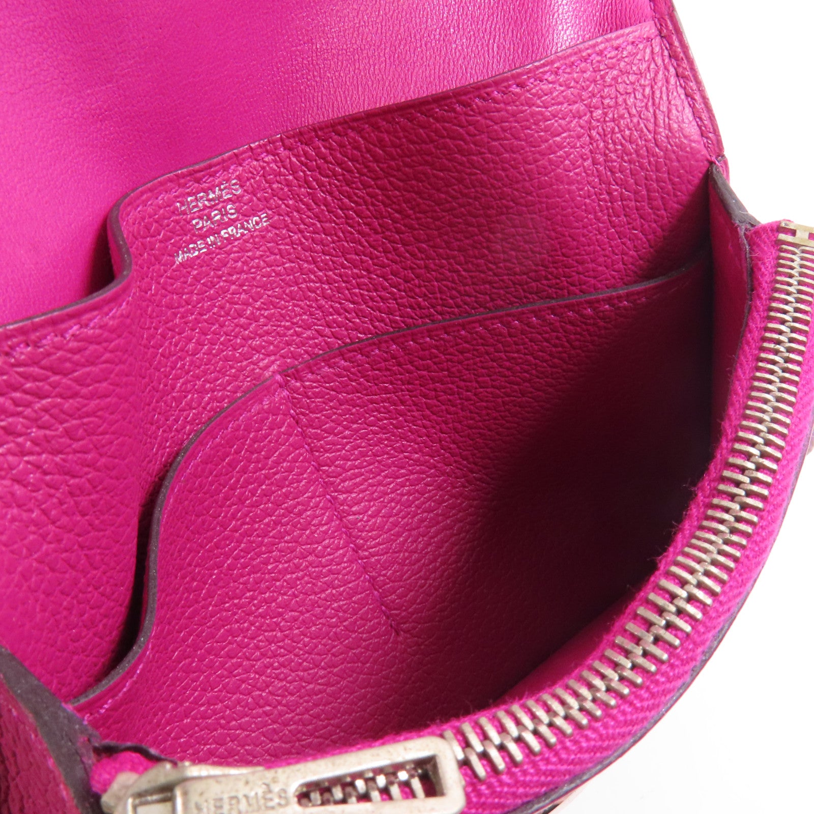 HERMES 【激減優惠】Togo皮革Dogon Compact Wallet銀扣錢包L3 Rose Purple