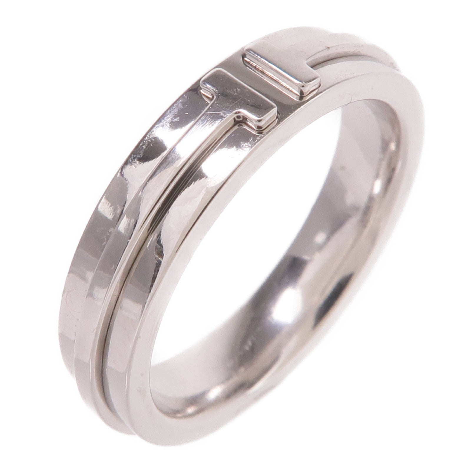 TIFFANY＆CO 18K白金T Narrow Ring戒指US#6.75