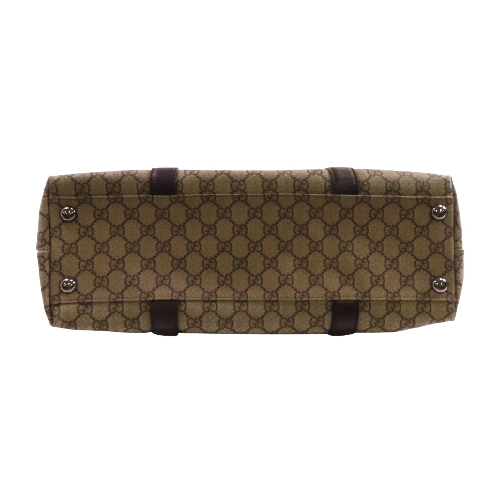 GUCCI 塗層帆布Tote Bag銀扣肩背袋