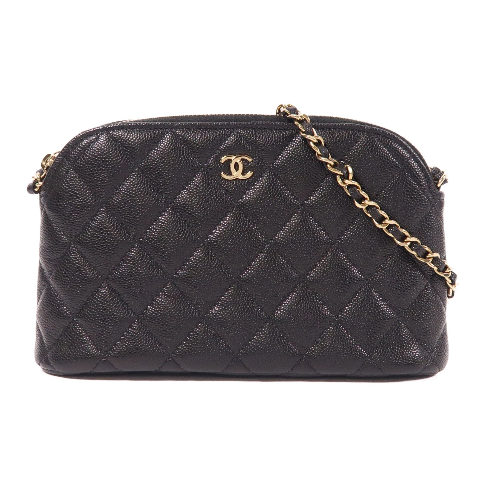CHANEL 牛皮皮革Chain Shoulder金扣鏈帶肩背袋