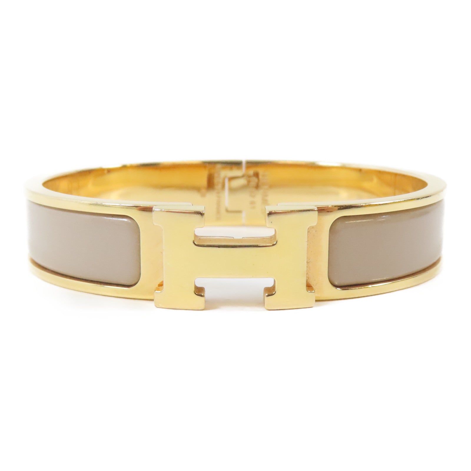 HERMES 金屬Clic H Bracelet手鐲金色/米色