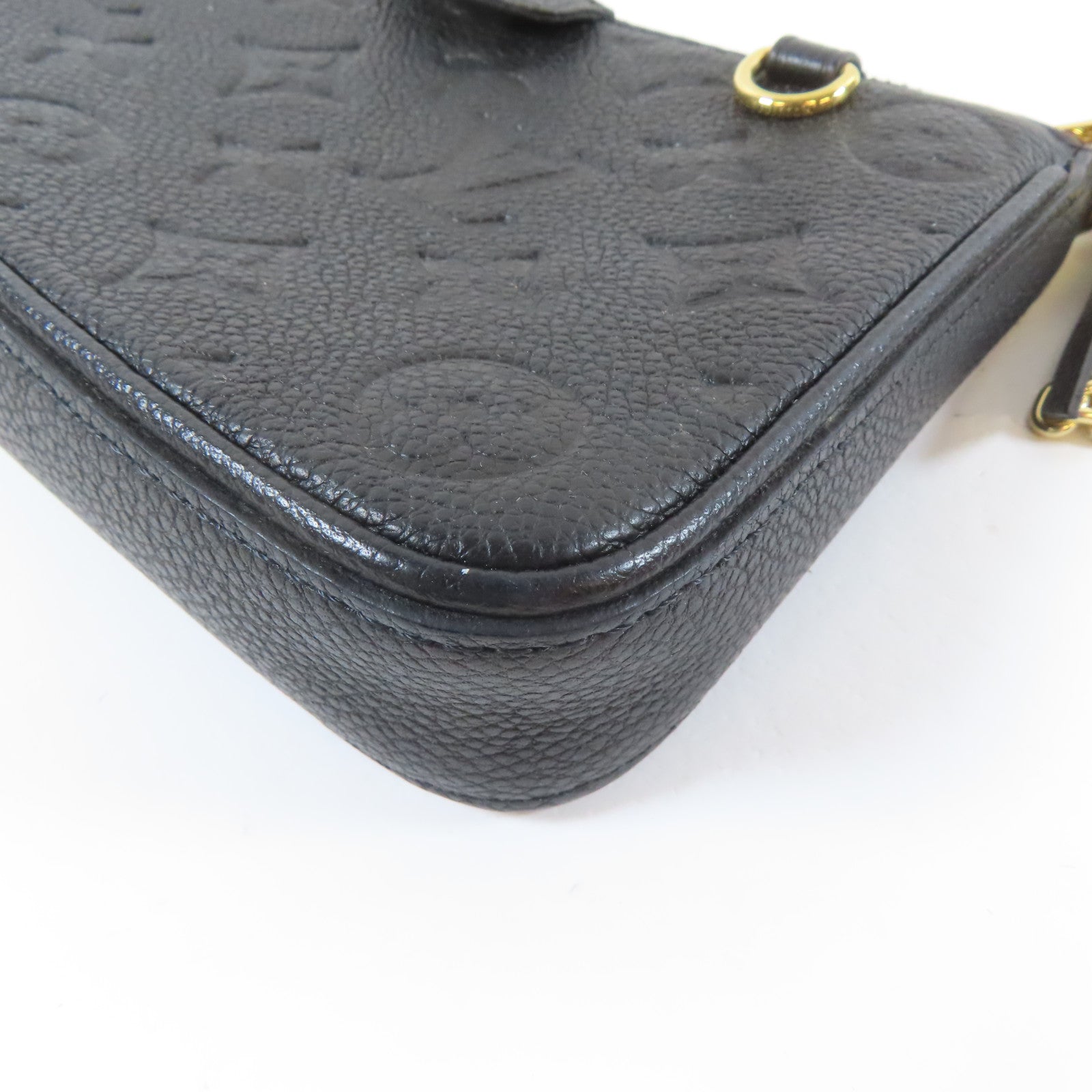 LOUIS VUITTON Monogram Empreinte Easy Pouch On Strap金扣手挽袋黑色