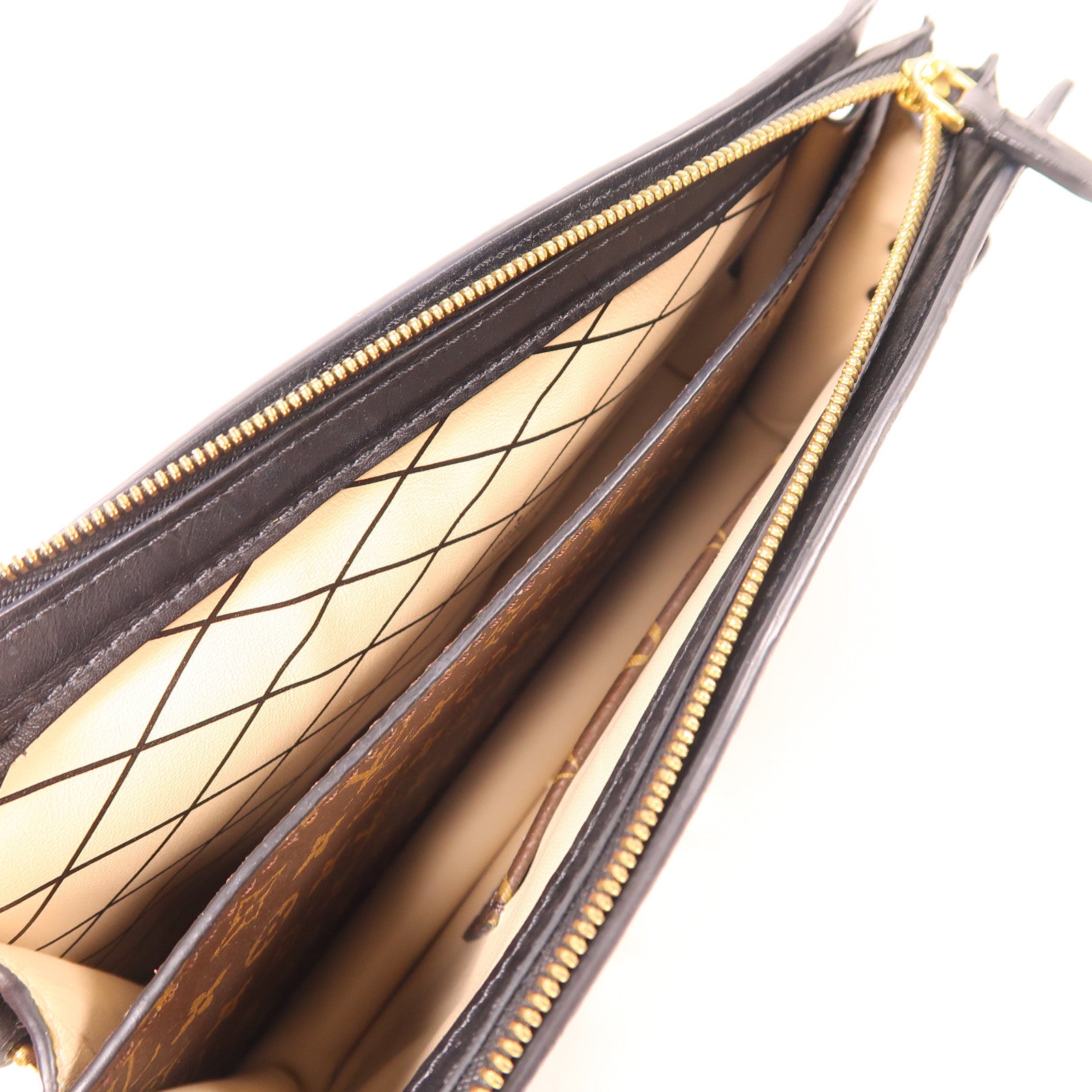 LOUIS VUITTON Monogram Reverse Trunk Clutch金扣肩背袋棕色