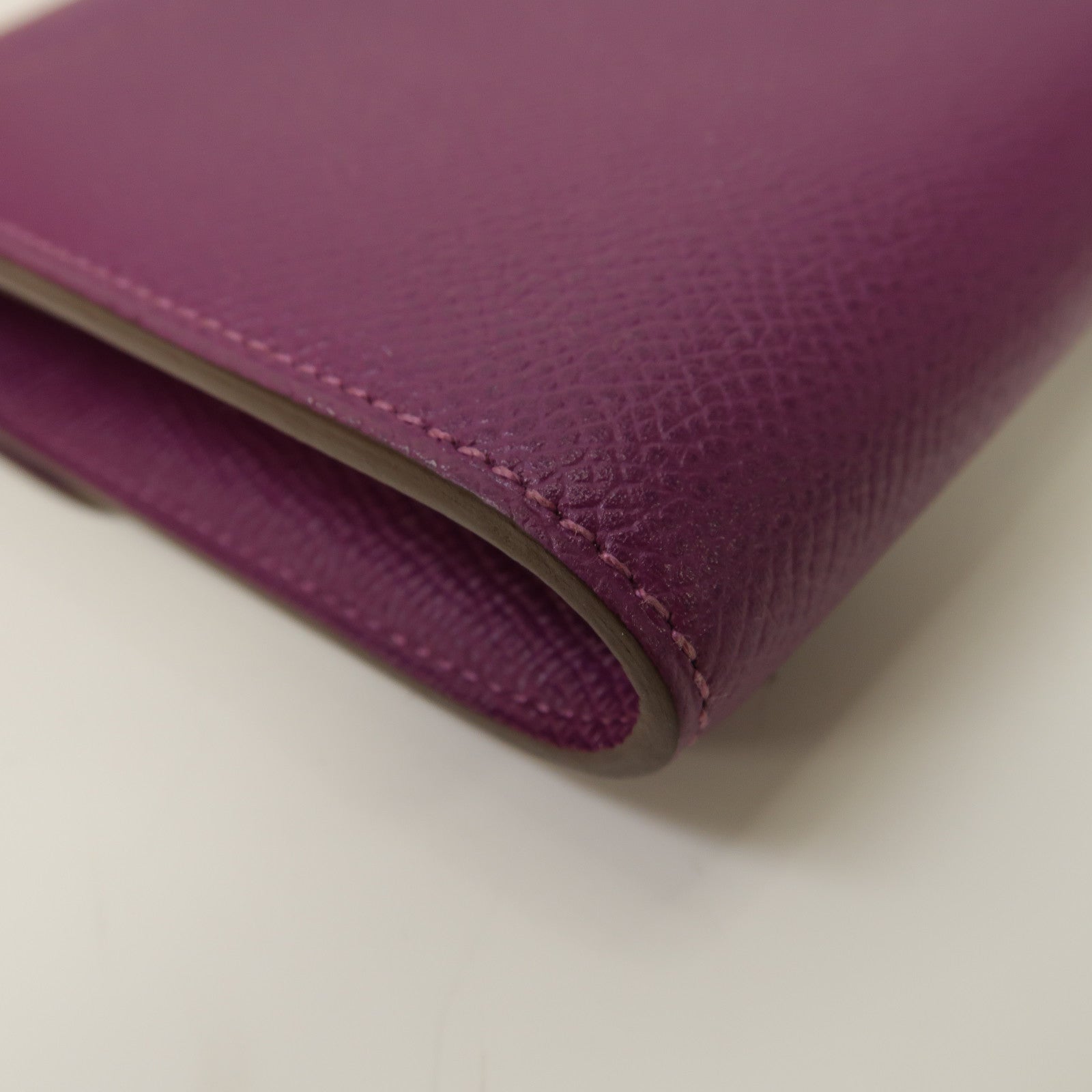 HERMES Epsom皮革Constance Wallet銀扣錢包Anemone/海葵紫色