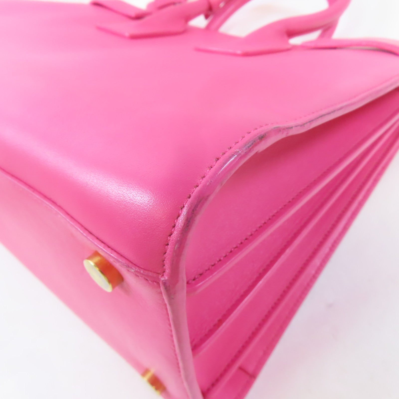SAINT LAURENT 牛皮皮革Sac de Jour金扣手挽肩背兩用袋粉紅色