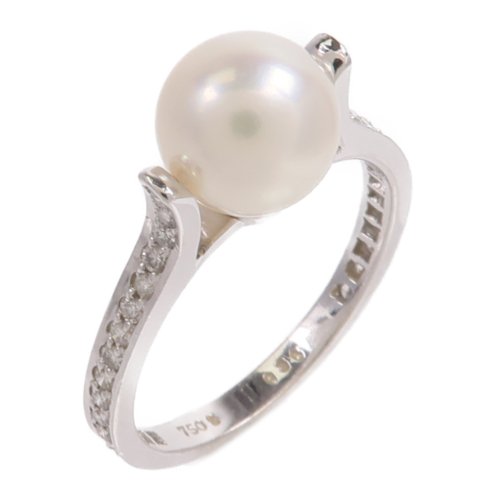 JEWELRY 18K白金Pearl Diamond Ring珍珠鑽石戒指