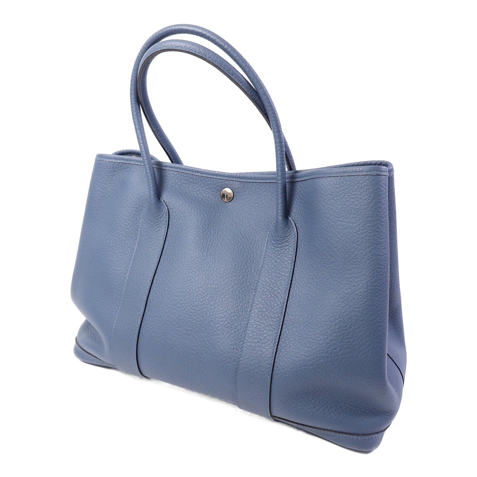 HERMES Country皮革Garden Party PM手挽袋Bleu Tempete