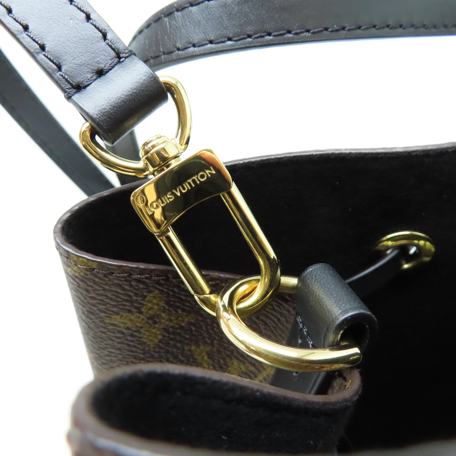 LOUIS VUITTON Monogram Neo Noe MM金扣肩背袋啡色/黑色