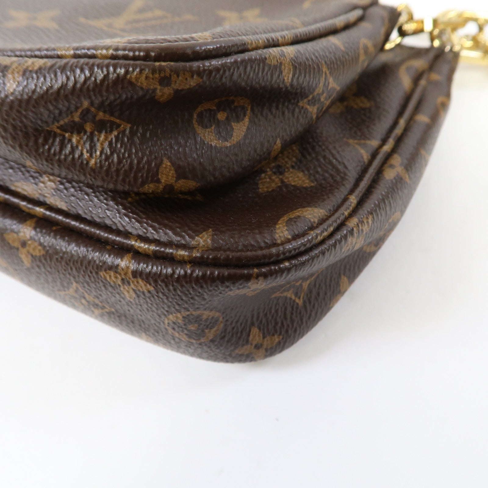 LOUIS VUITTON Monogram Multi Pochette Accessoires金扣手挽肩背兩用袋啡色/綠色
