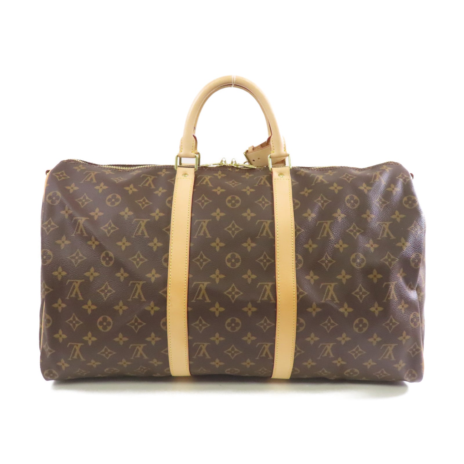 LOUIS VUITTON Monogram Keepall 50 Bandouliere金扣手挽肩背兩用袋棕色