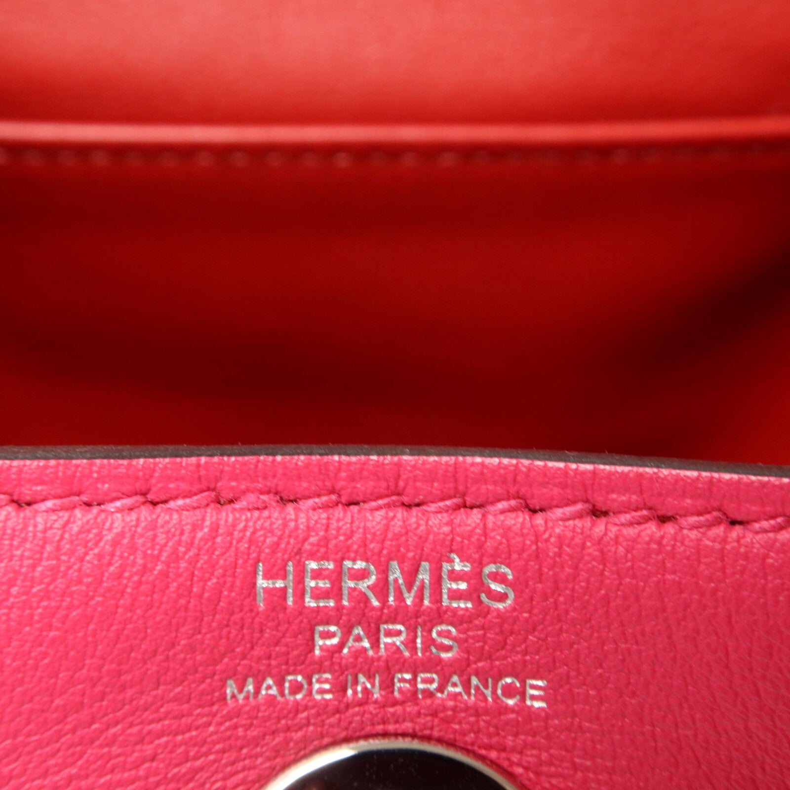 HERMES Swift皮革Mini Lindy手挽肩背兩用袋Rose Mexico/Rouge Piment