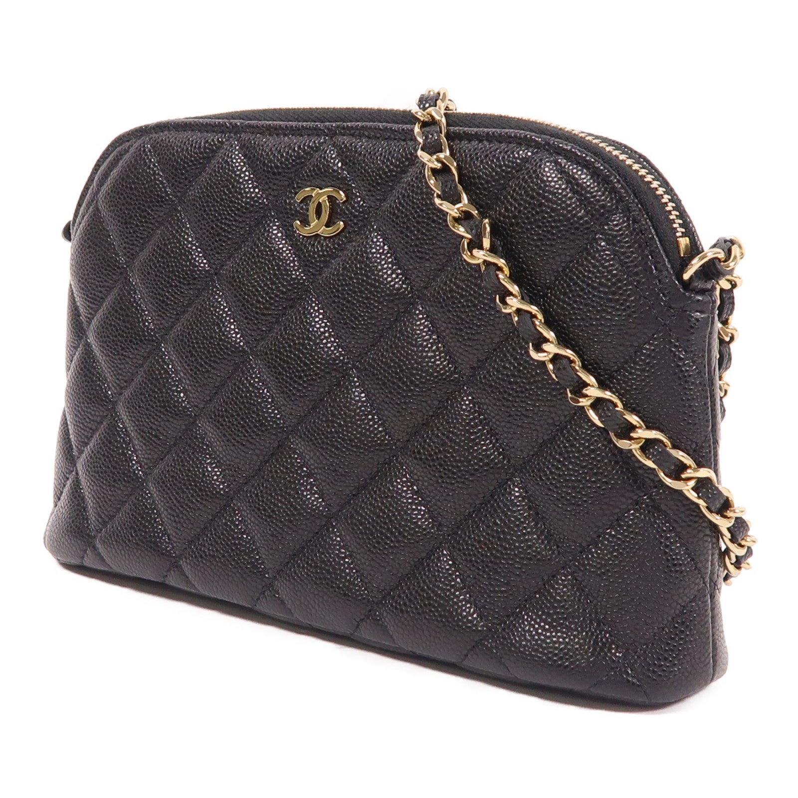 CHANEL 牛皮皮革Chain Shoulder金扣鏈帶肩背袋