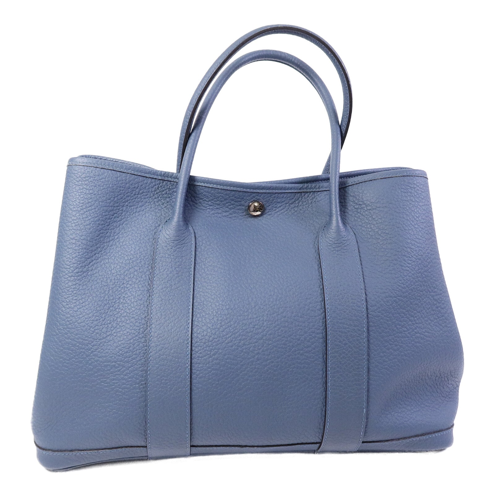 HERMES Country皮革Garden Party PM手挽袋Bleu Tempete