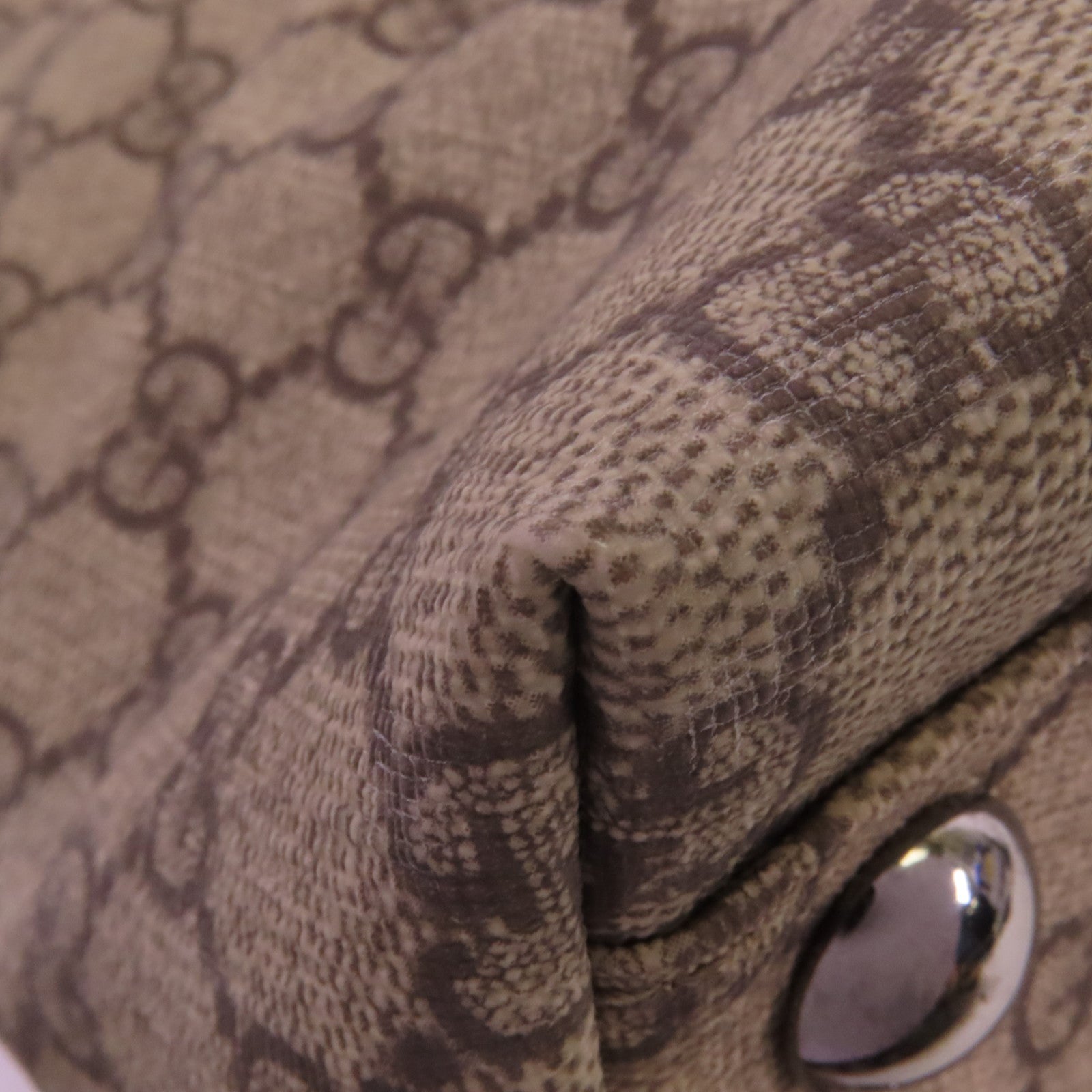 GUCCI 塗層帆布Tote Bag銀扣肩背袋